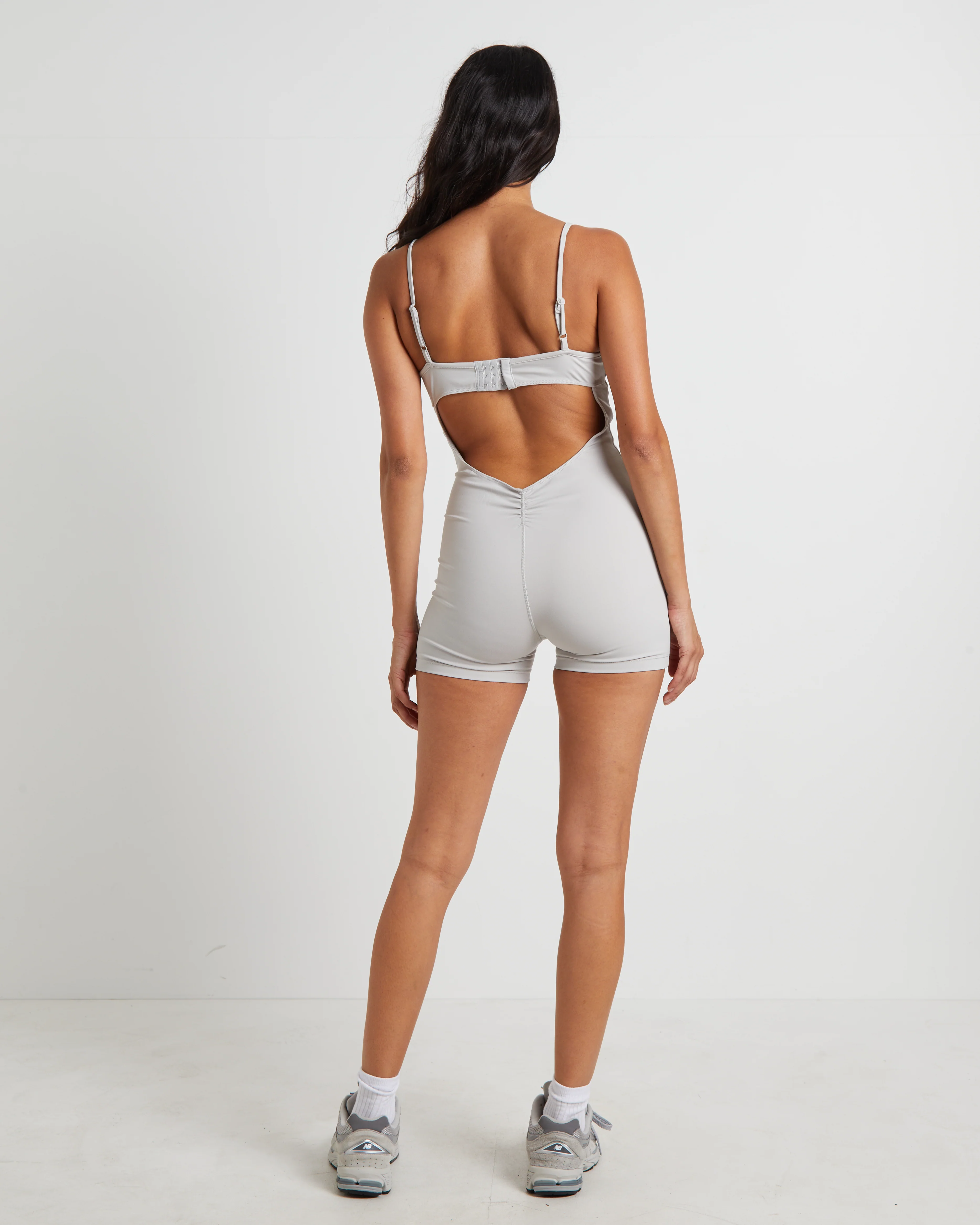 Gather Back Seam Unitard in Biscuit Beige - Image 2