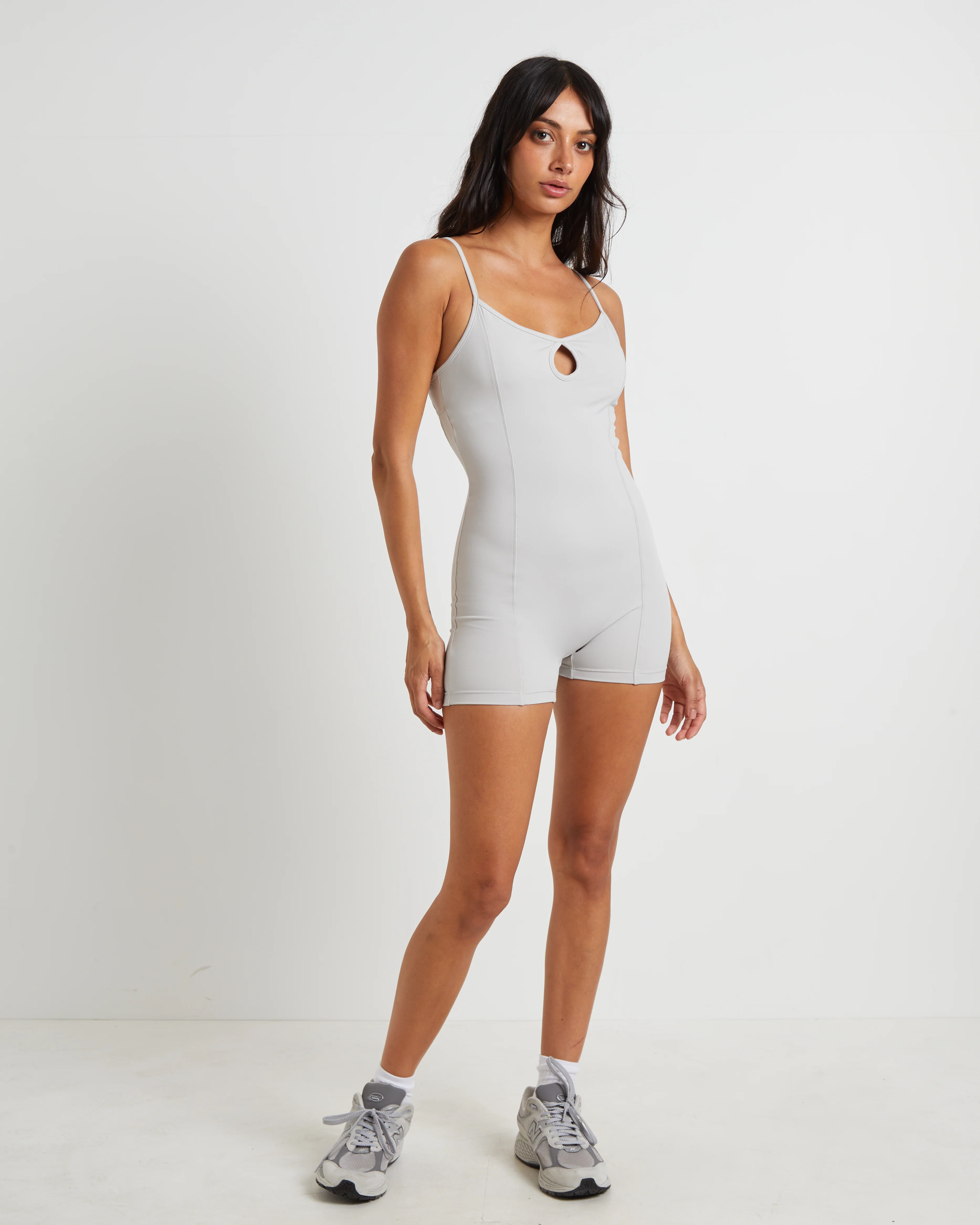 Gather Back Seam Unitard in Biscuit Beige - Image 3