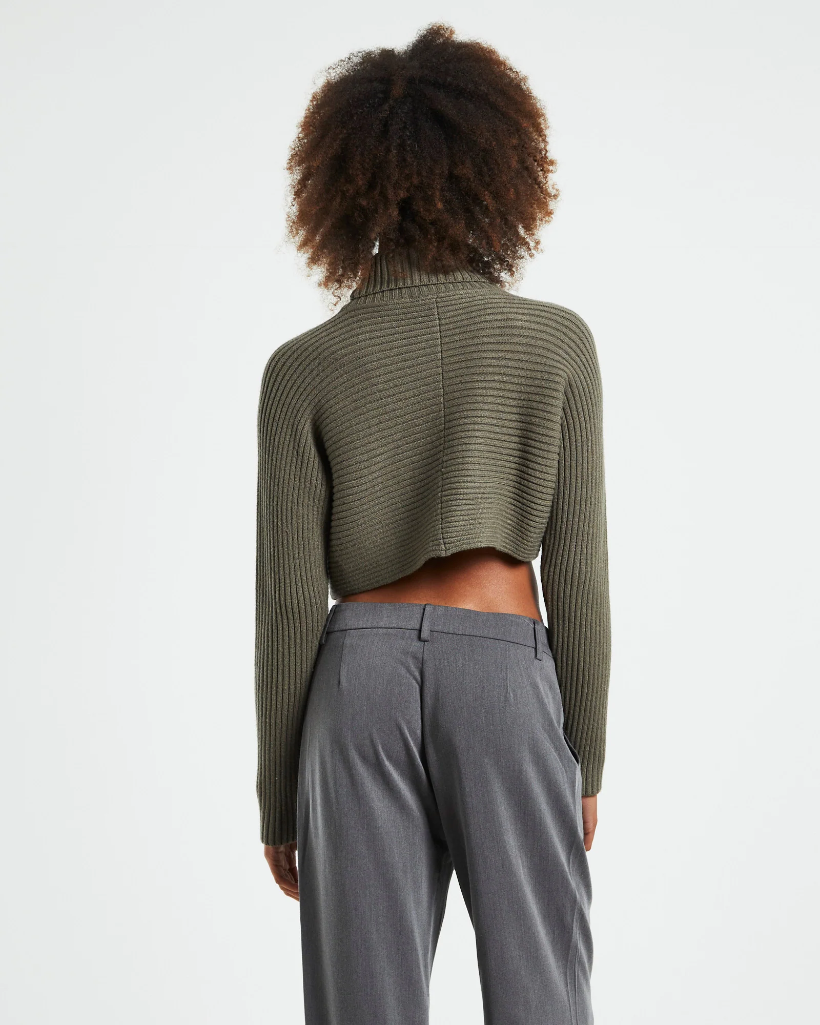 Goldie Roll Neck Knit Jumper Sage Grey - Image 2
