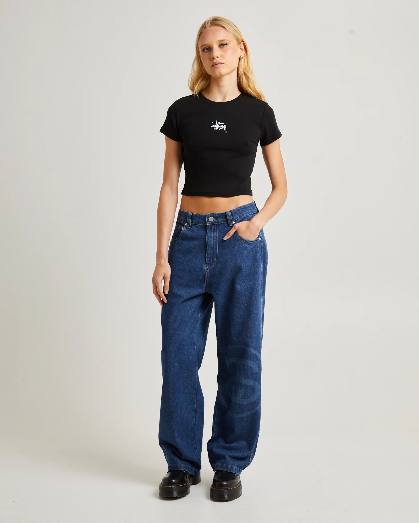 Graffiti EMB Rib Baby Tee Black - Image 3