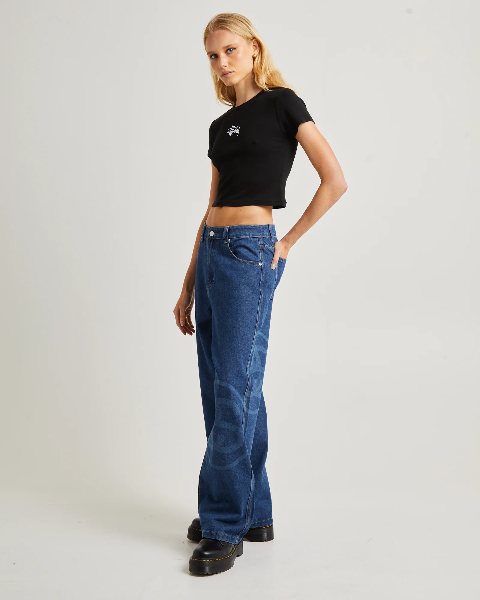 Graffiti EMB Rib Baby Tee Black - Image 4