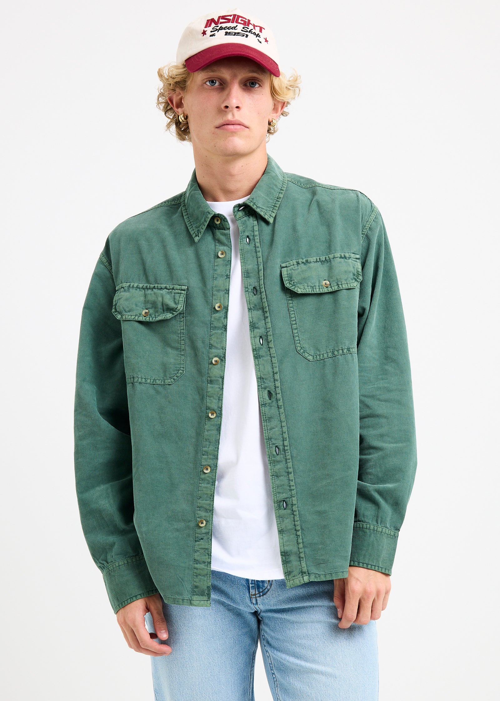 Grid Cord Long Sleeve Shirt