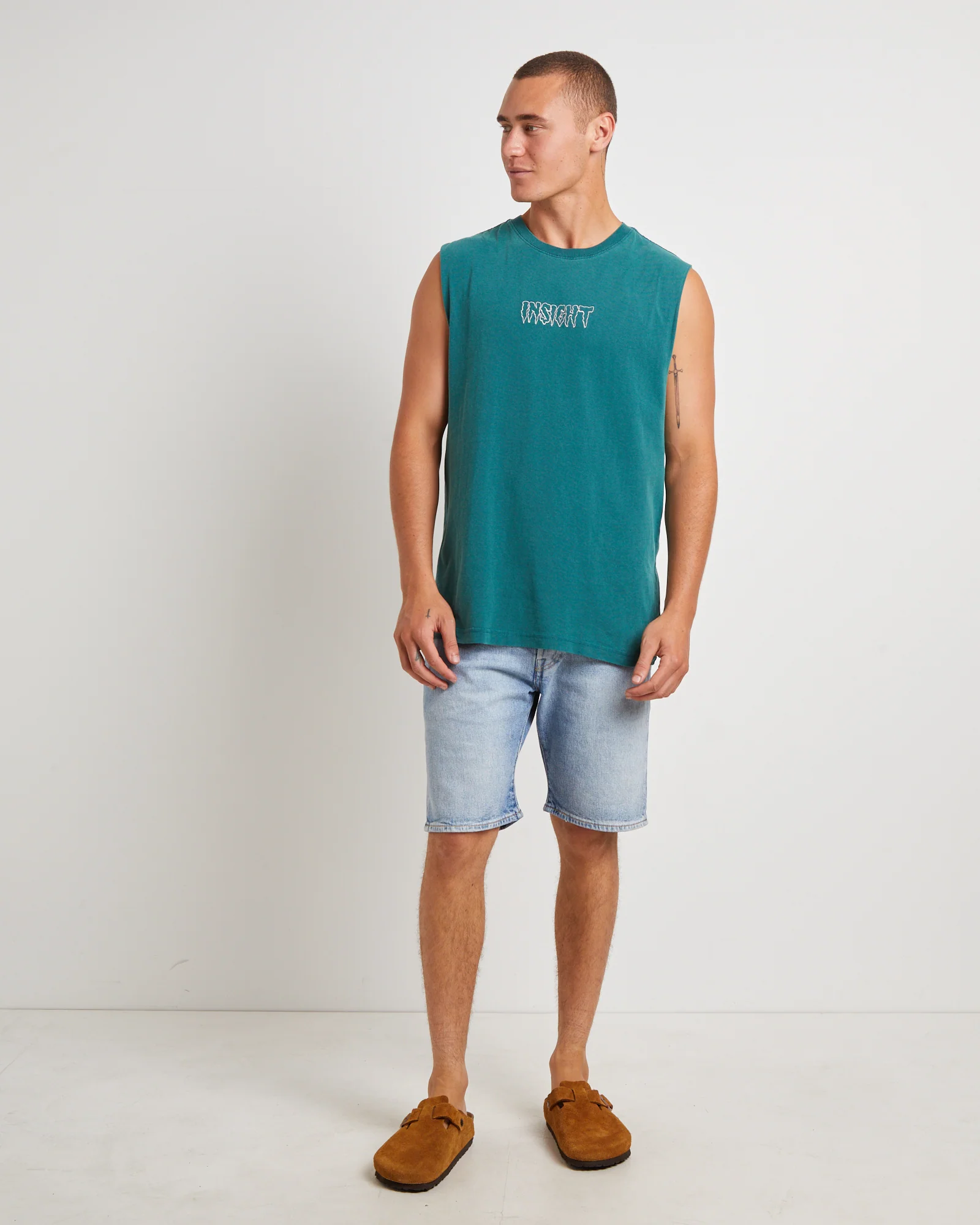 Gritter Muscle Tee in Forest Green - Image 3