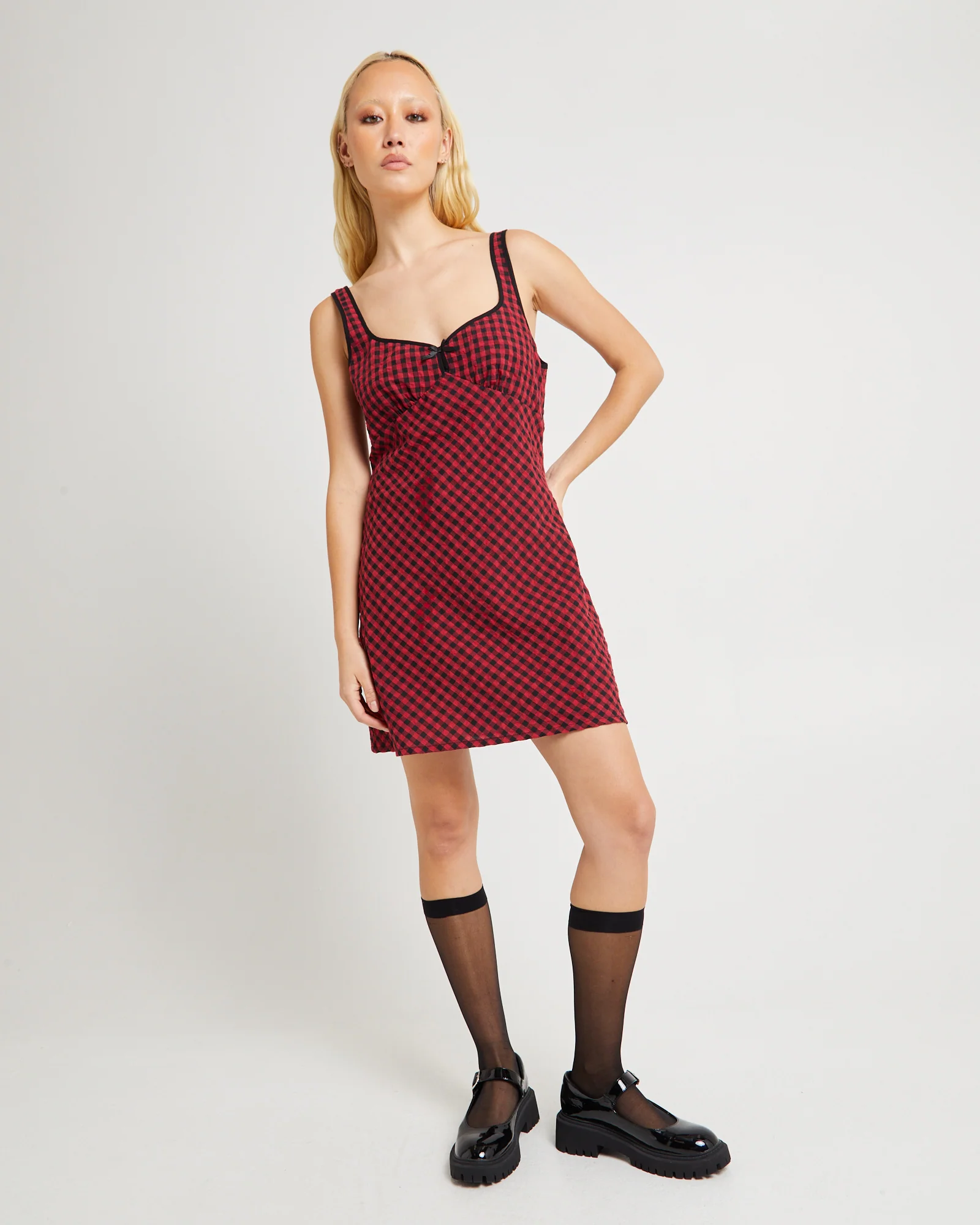 Grunge Plaid Mini Dress - Image 5