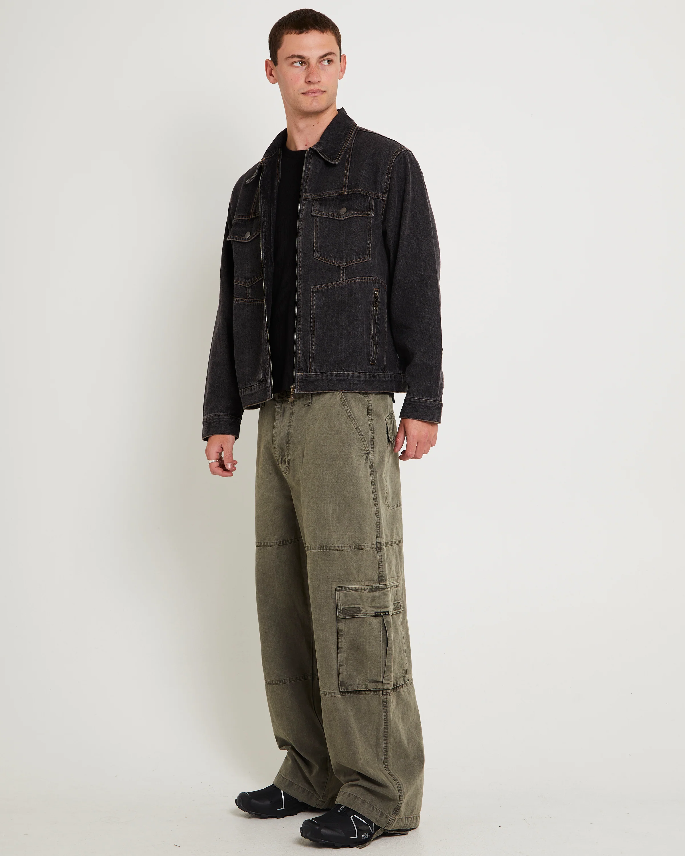 Halls Cropped Harrington Denim Jacket - Image 4