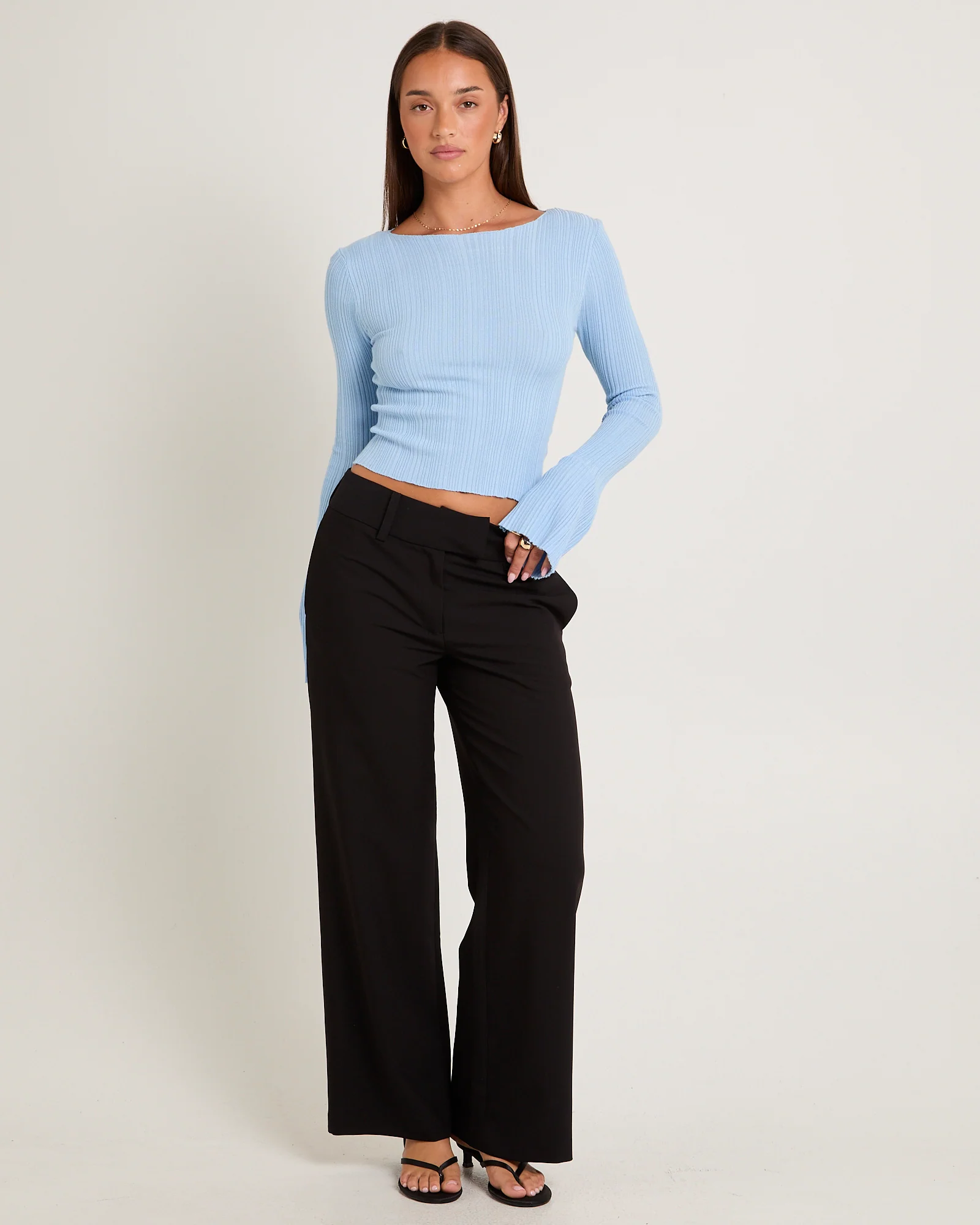 Hally Boat Neck Long Sleeve Knit Top - Image 3