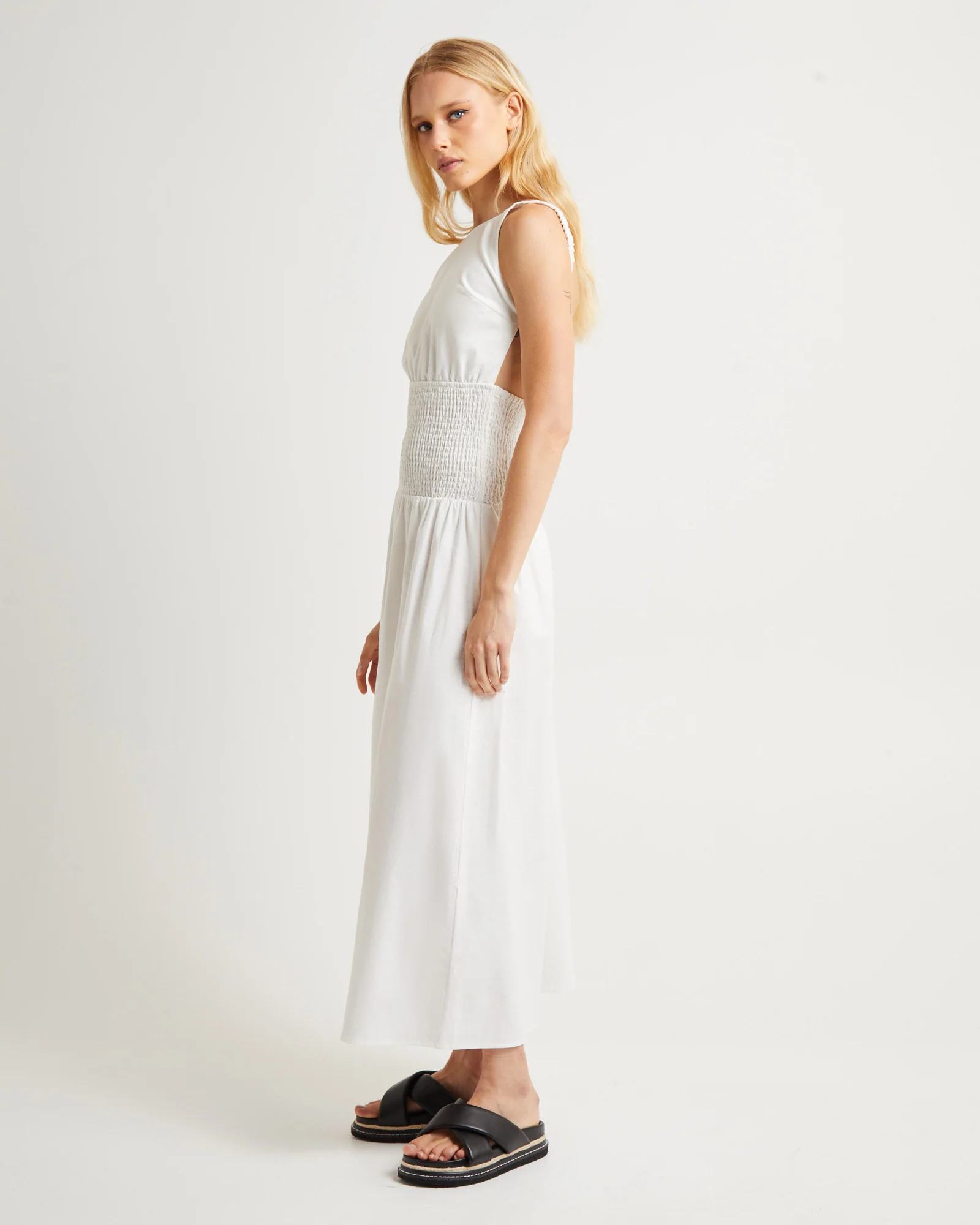 Hally Linen Maxi Dress White - Image 3