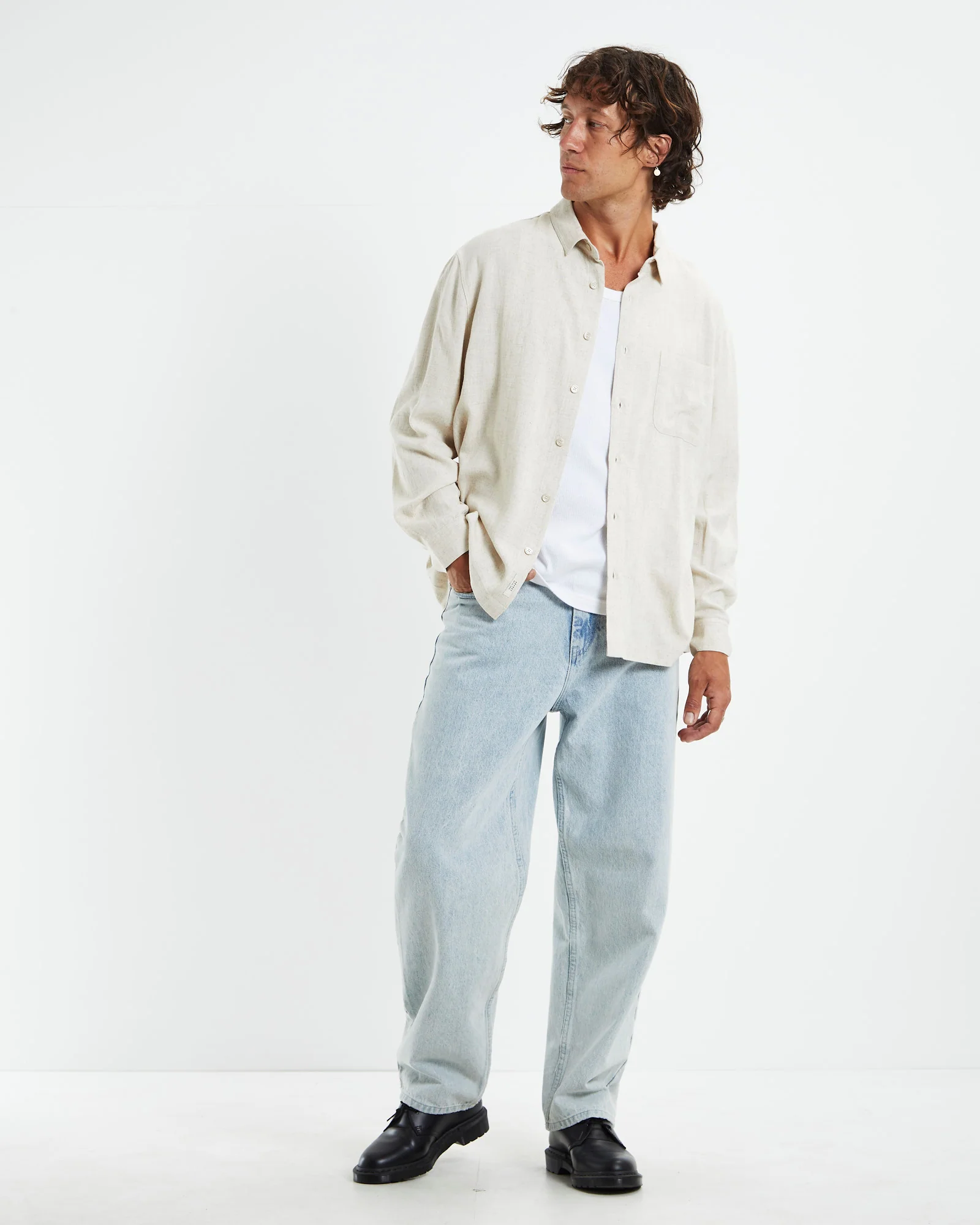 Harrison Linen Long Sleeve Shirt Natural - Image 3