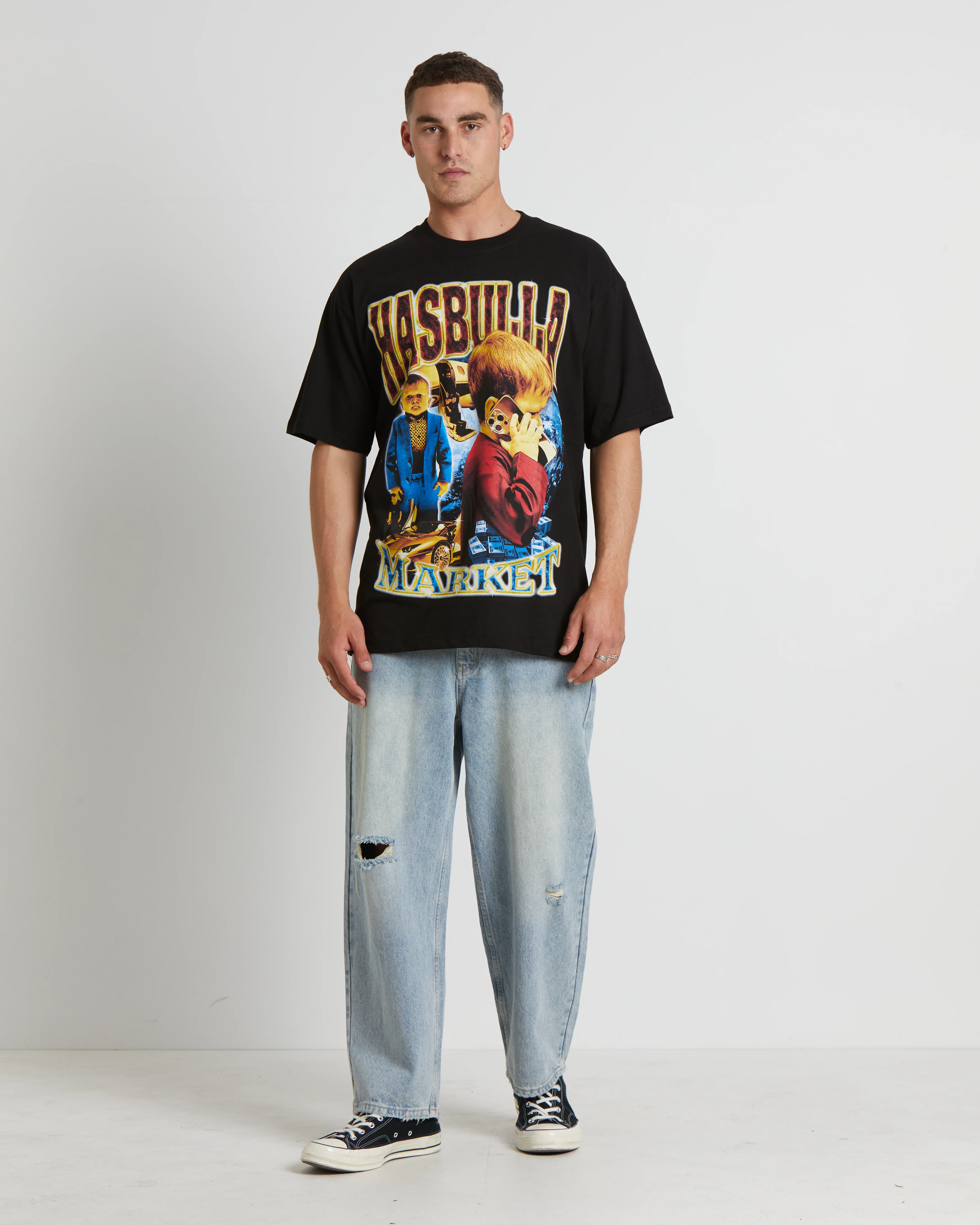 Hasbulla Rap Short Sleeve T-Shirt in Black - Image 3