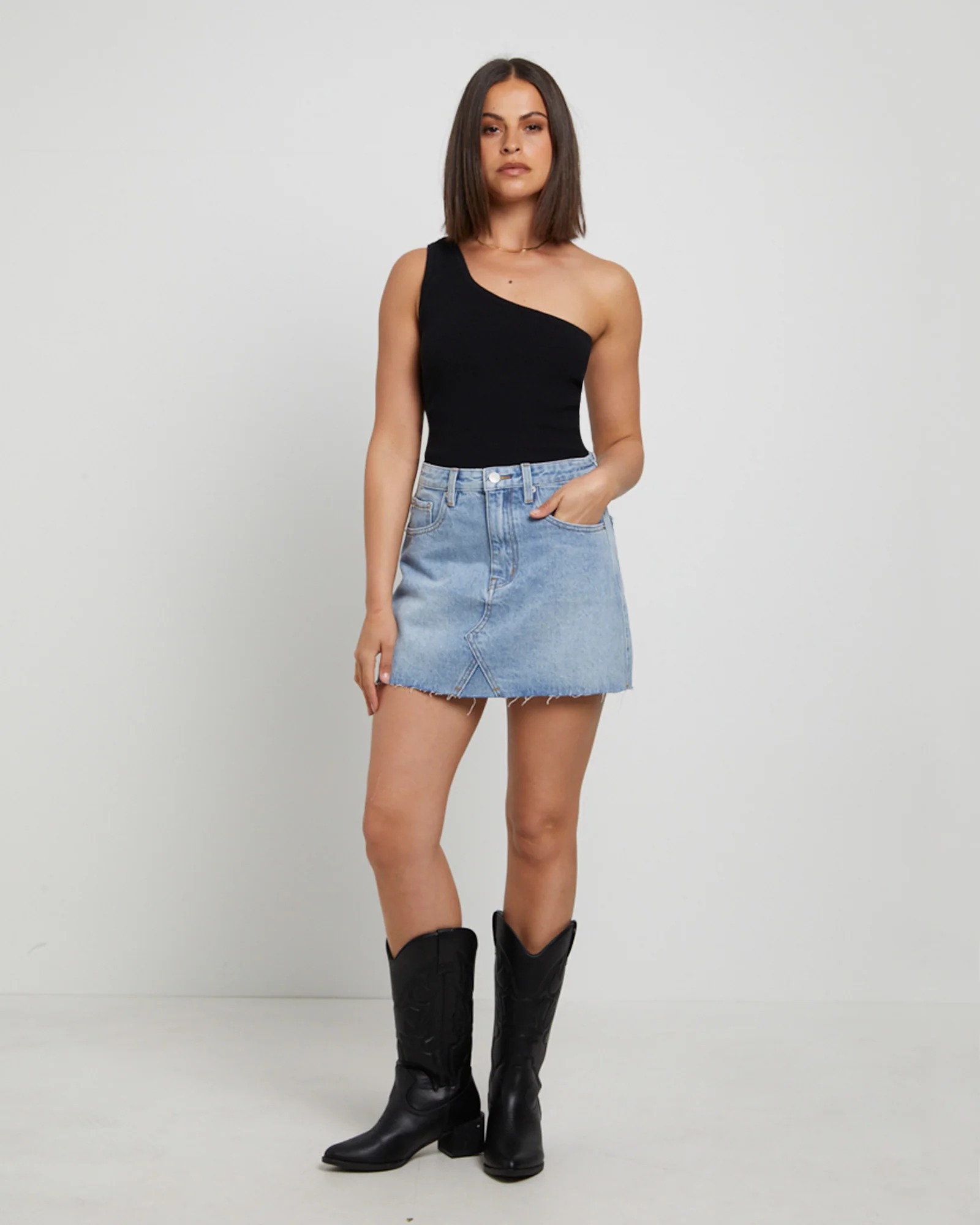 Hattie Denim Mini Skirt in Crush Blue - Image 3