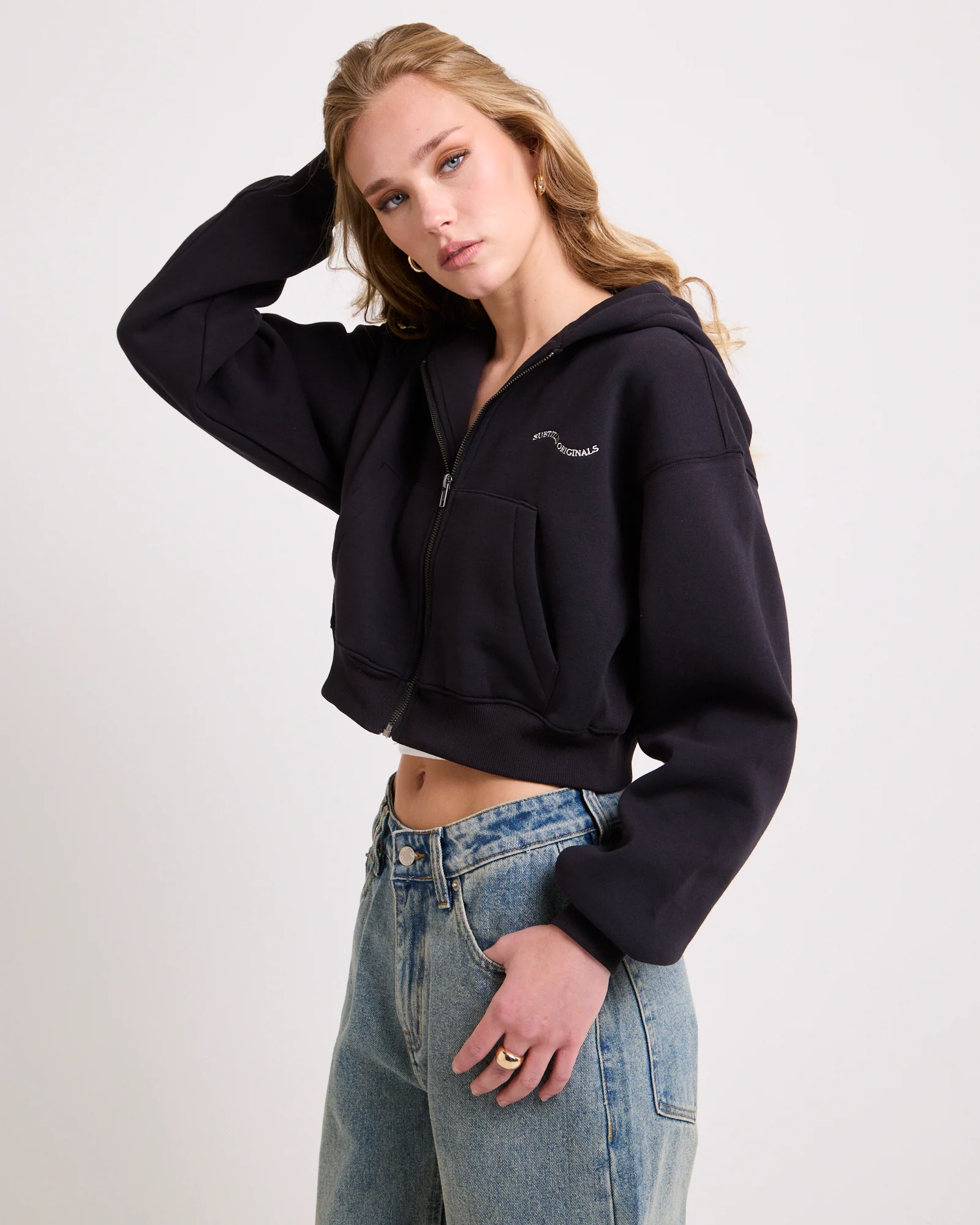 Hawaii Route 94 Cropped Zip Hoodie - Image 2