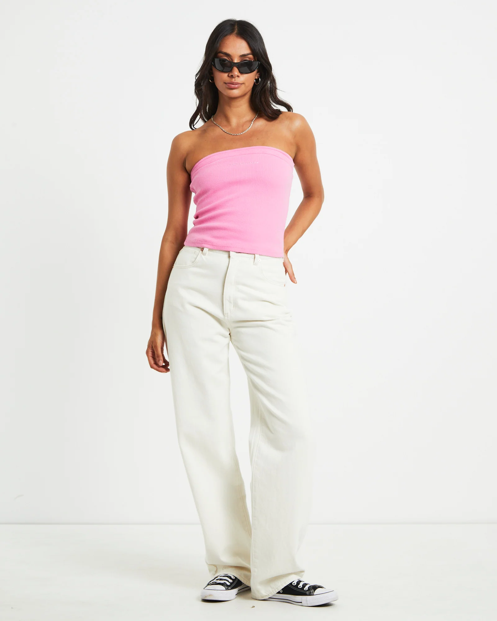Heather Long Line Bandeau Top in Pink - Image 3