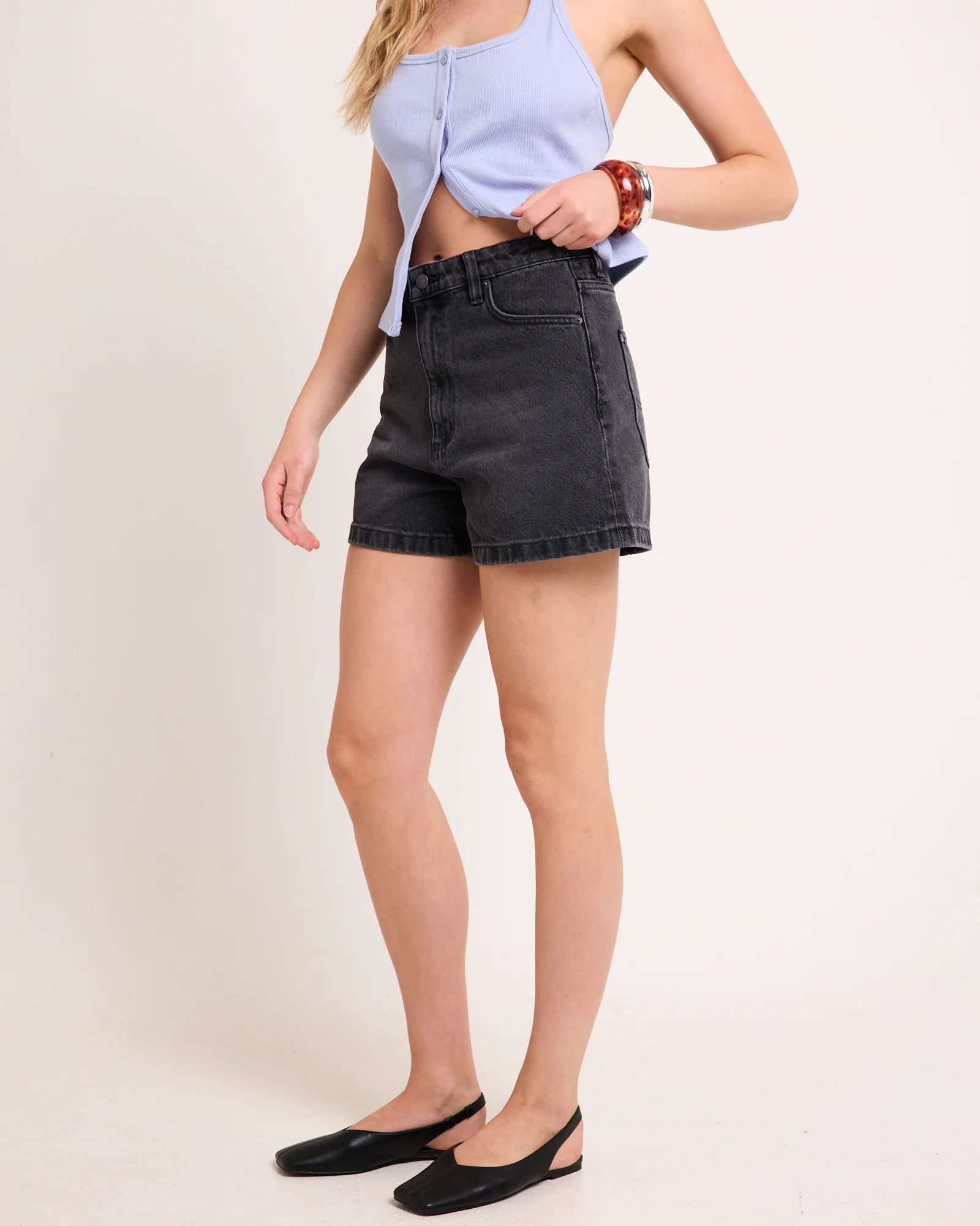 High Relaxed Denim Shorts - Image 3