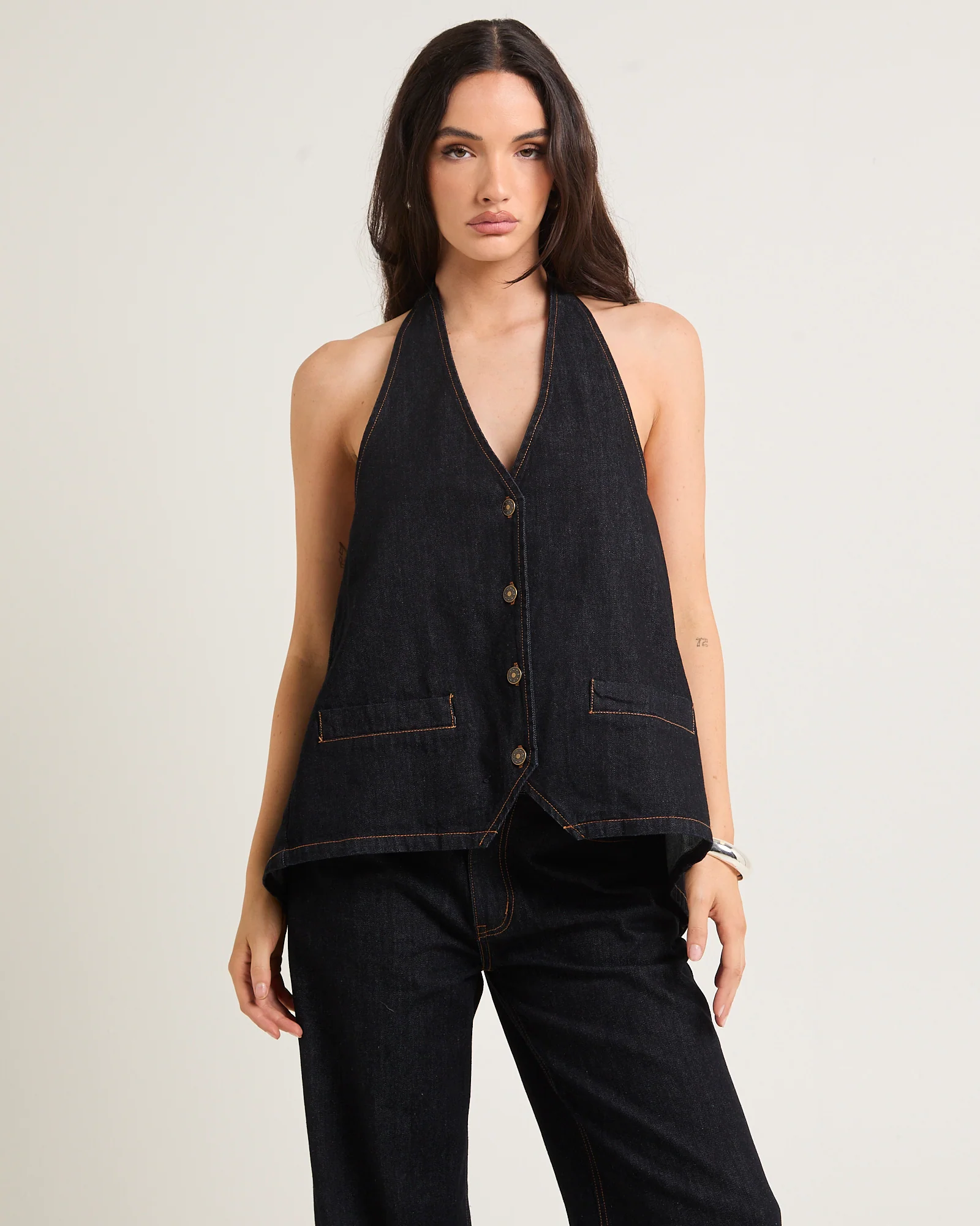 Hills Halter Denim Top