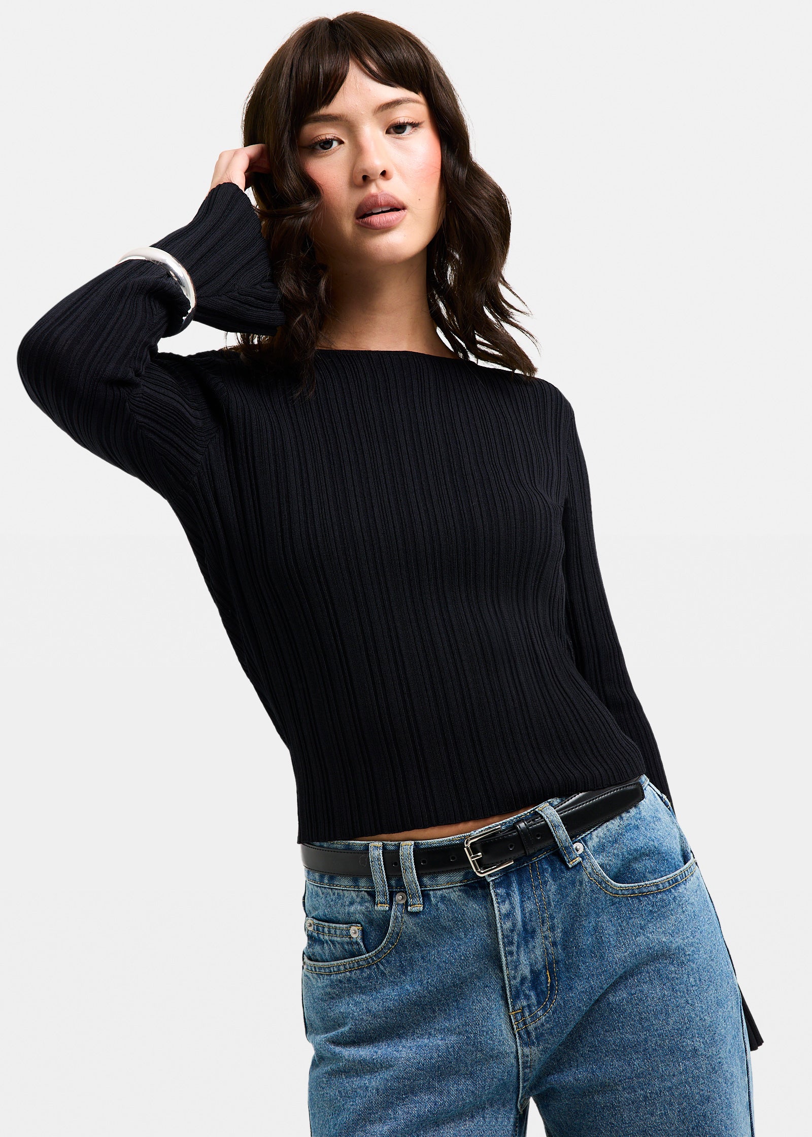 Holland Boat Neck Long Sleeve Knit Top