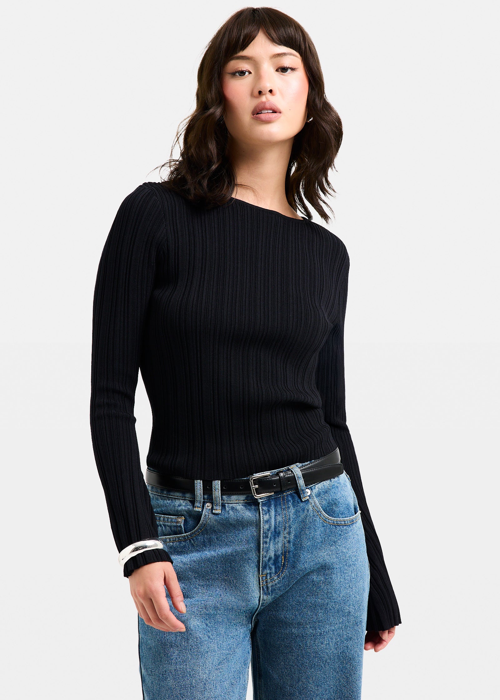Holland Boat Neck Long Sleeve Knit Top - Image 3