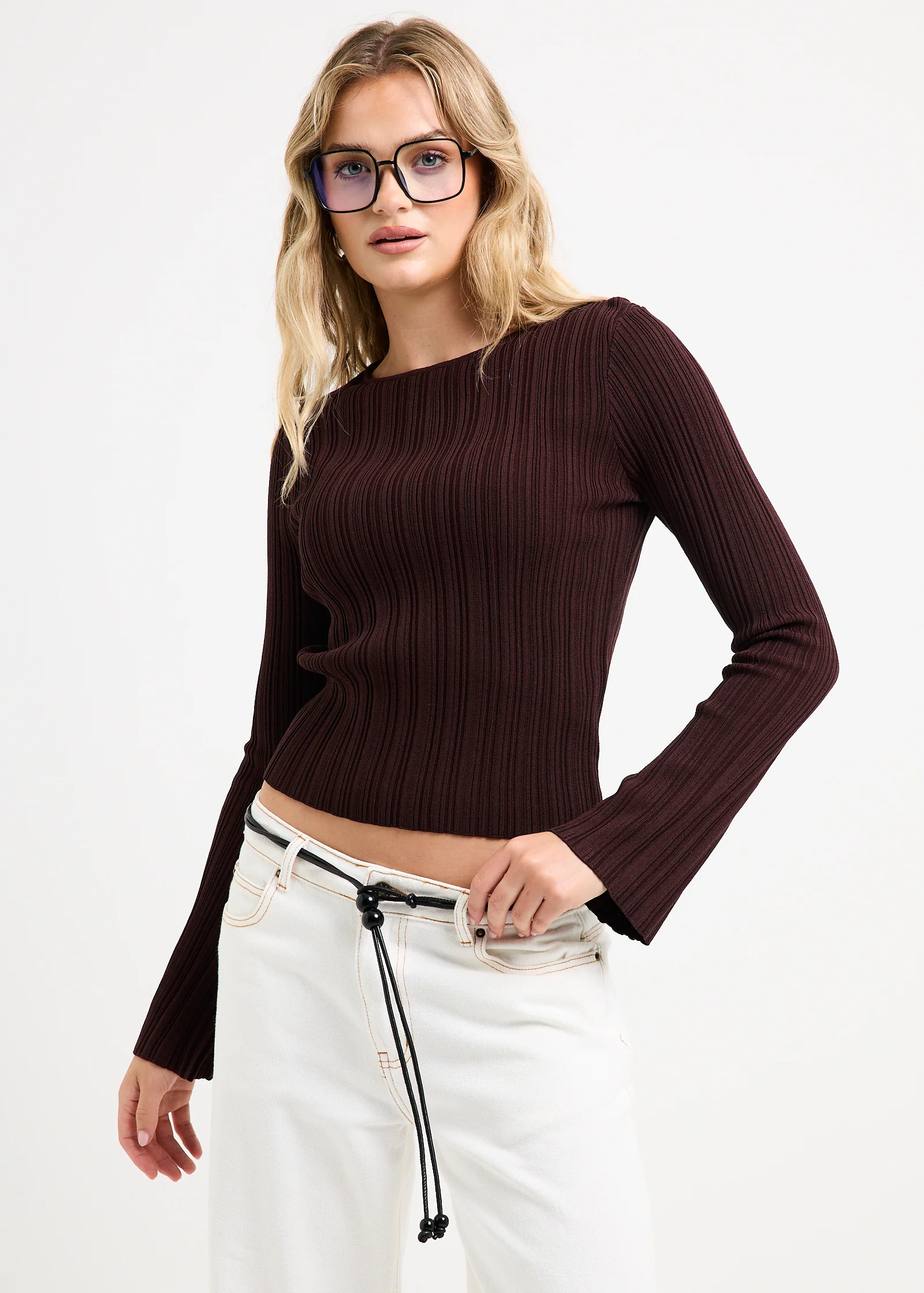 Holland Boat Neck Long Sleeve Knit Top