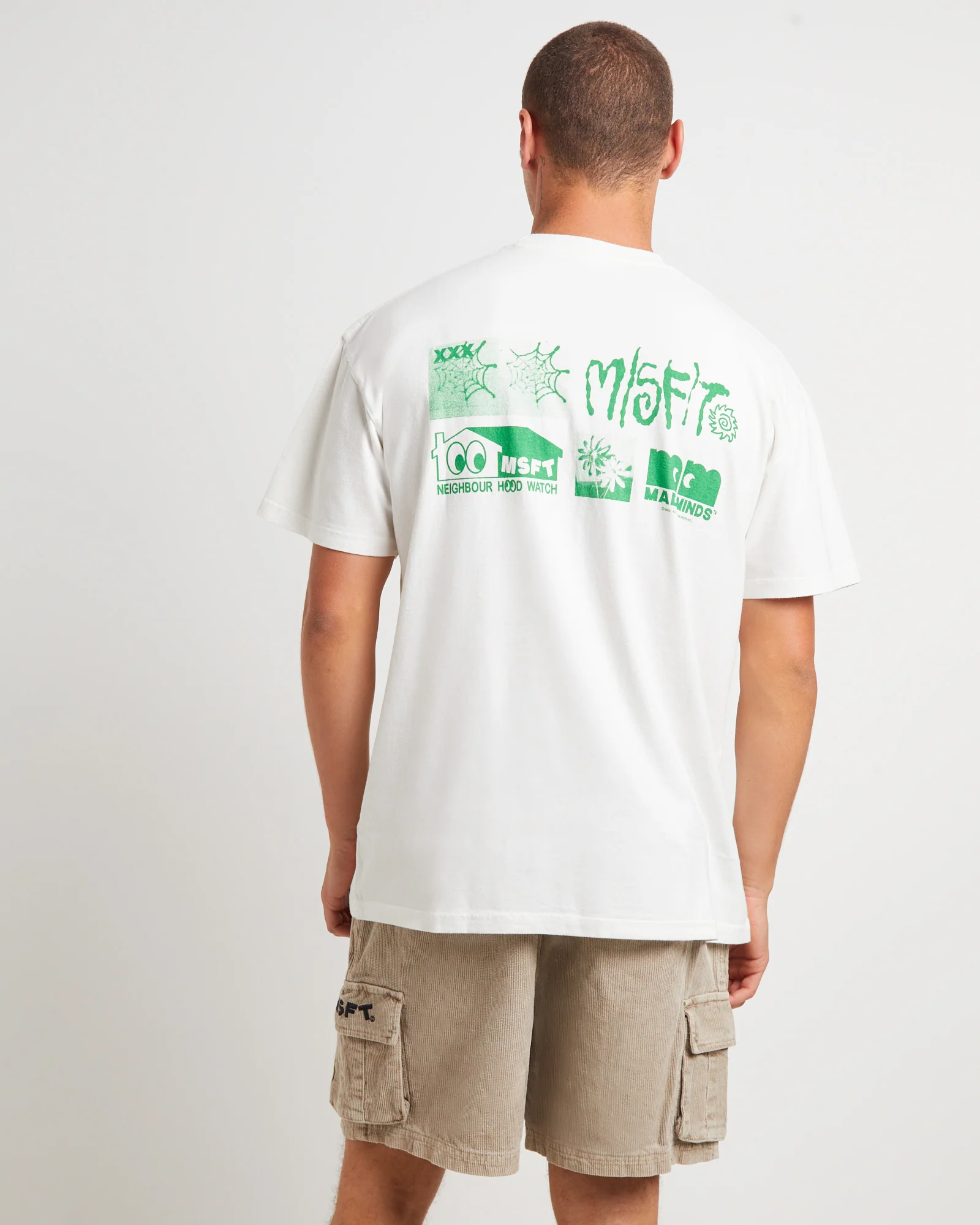 Hood Watch 50-50 Short Sleeve T-Shirt in Thrift White - Image 2