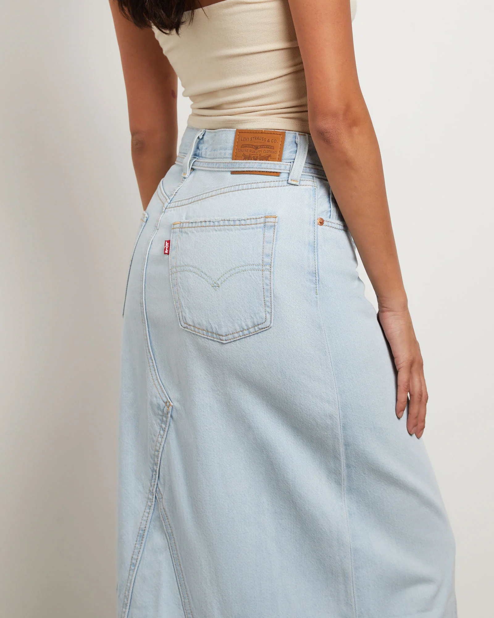 Iconic Long Denim Belt Skirt in So Called Pants - Image 5