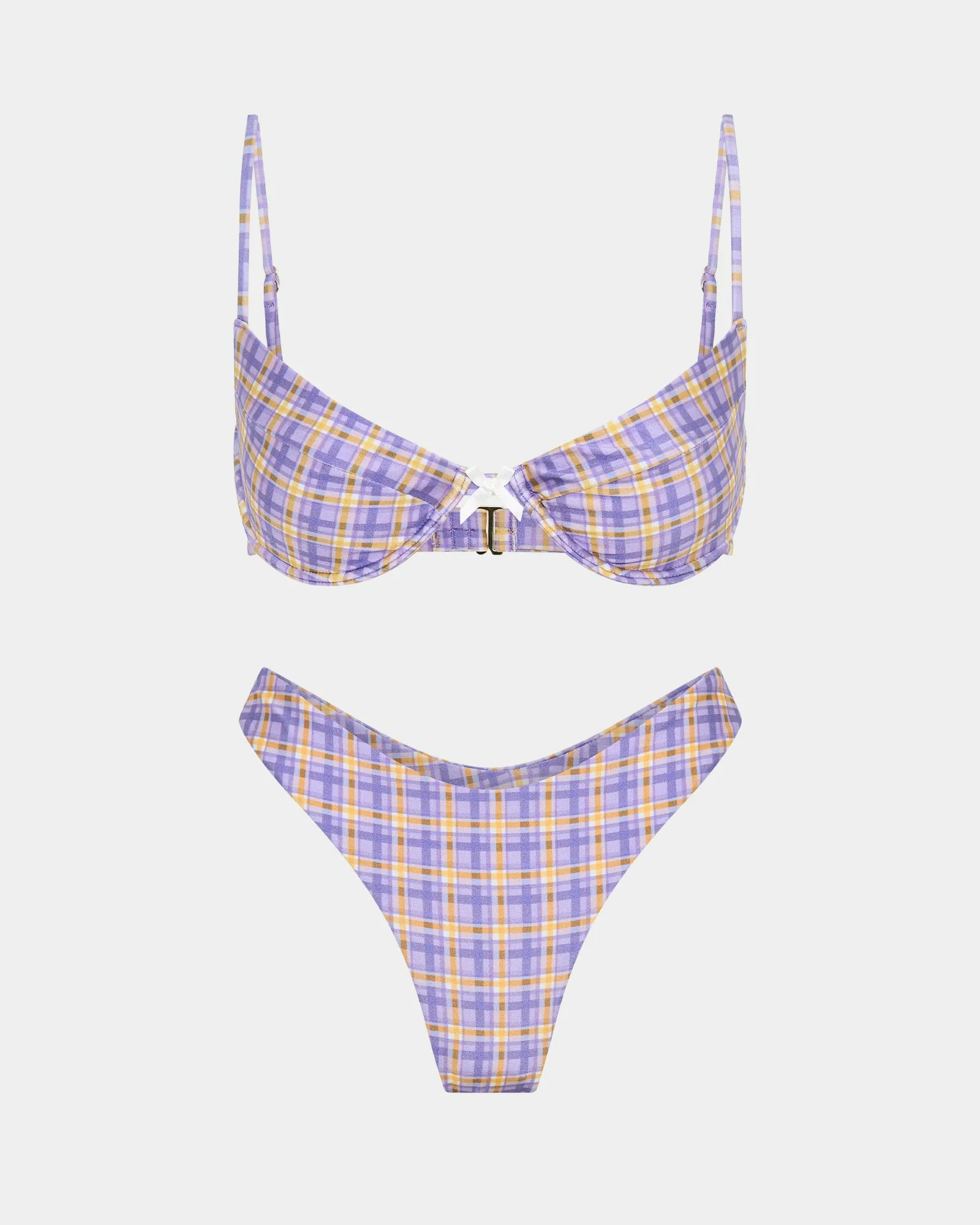 India Blurred Check Underwire Bikini Top Bikini Set - Image 3