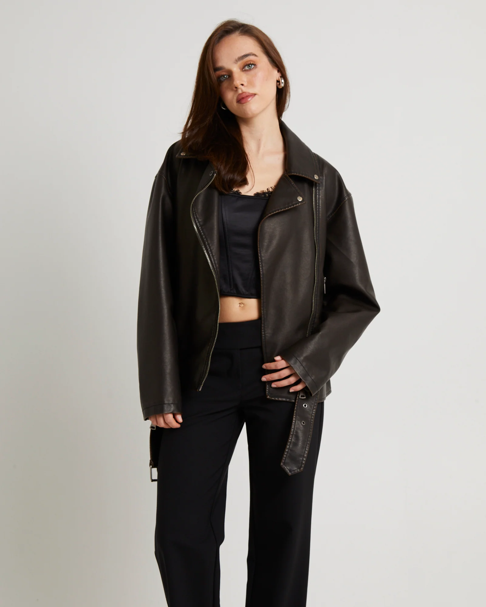Ines Distressed Biker Jacket