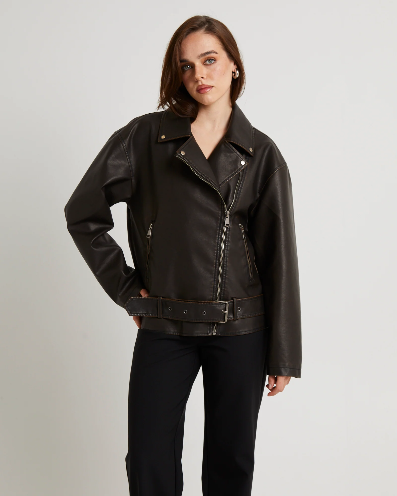 Ines Distressed Biker Jacket - Image 5