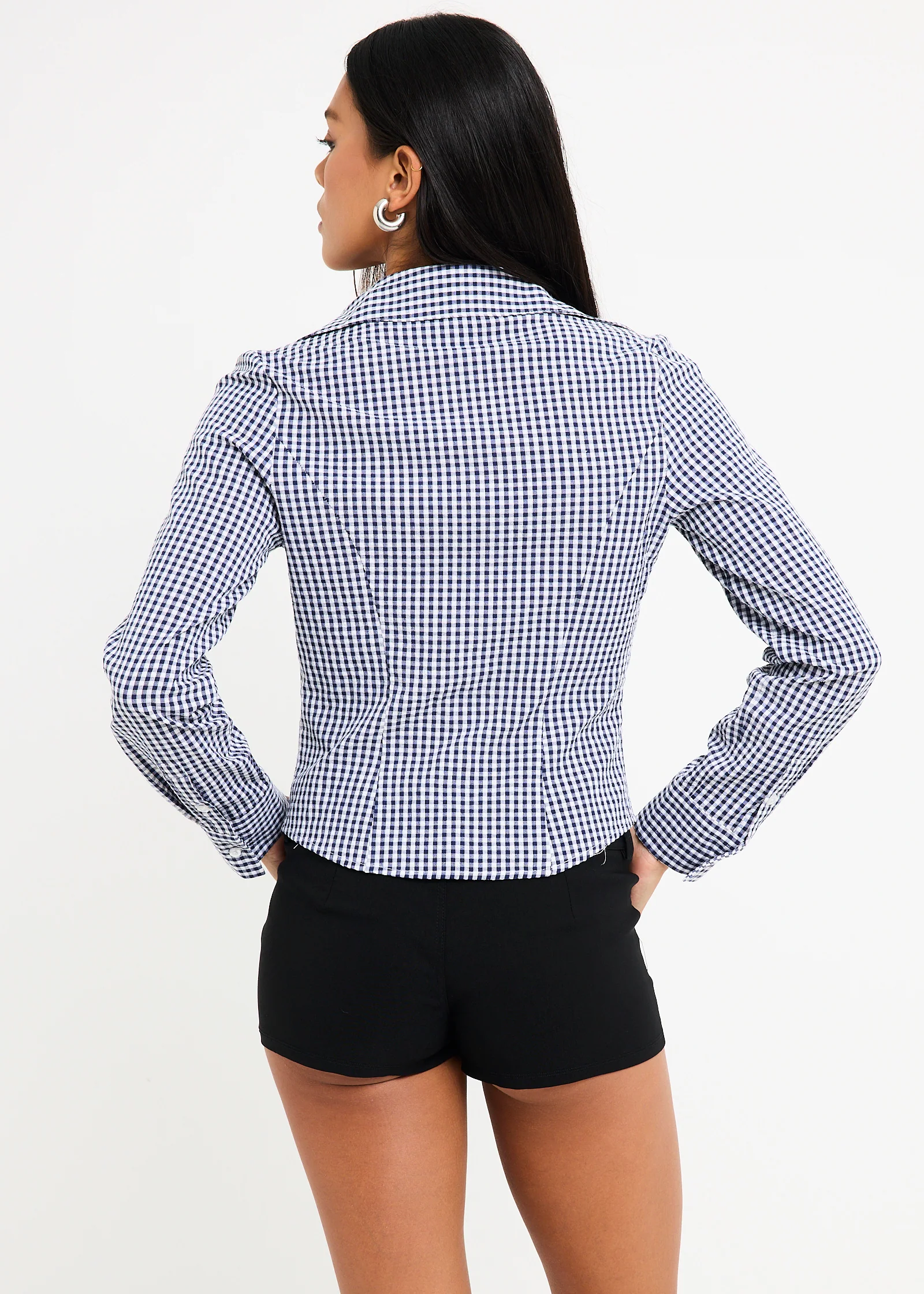 Isha Check Button Down Long Sleeve  Shirt - Image 2