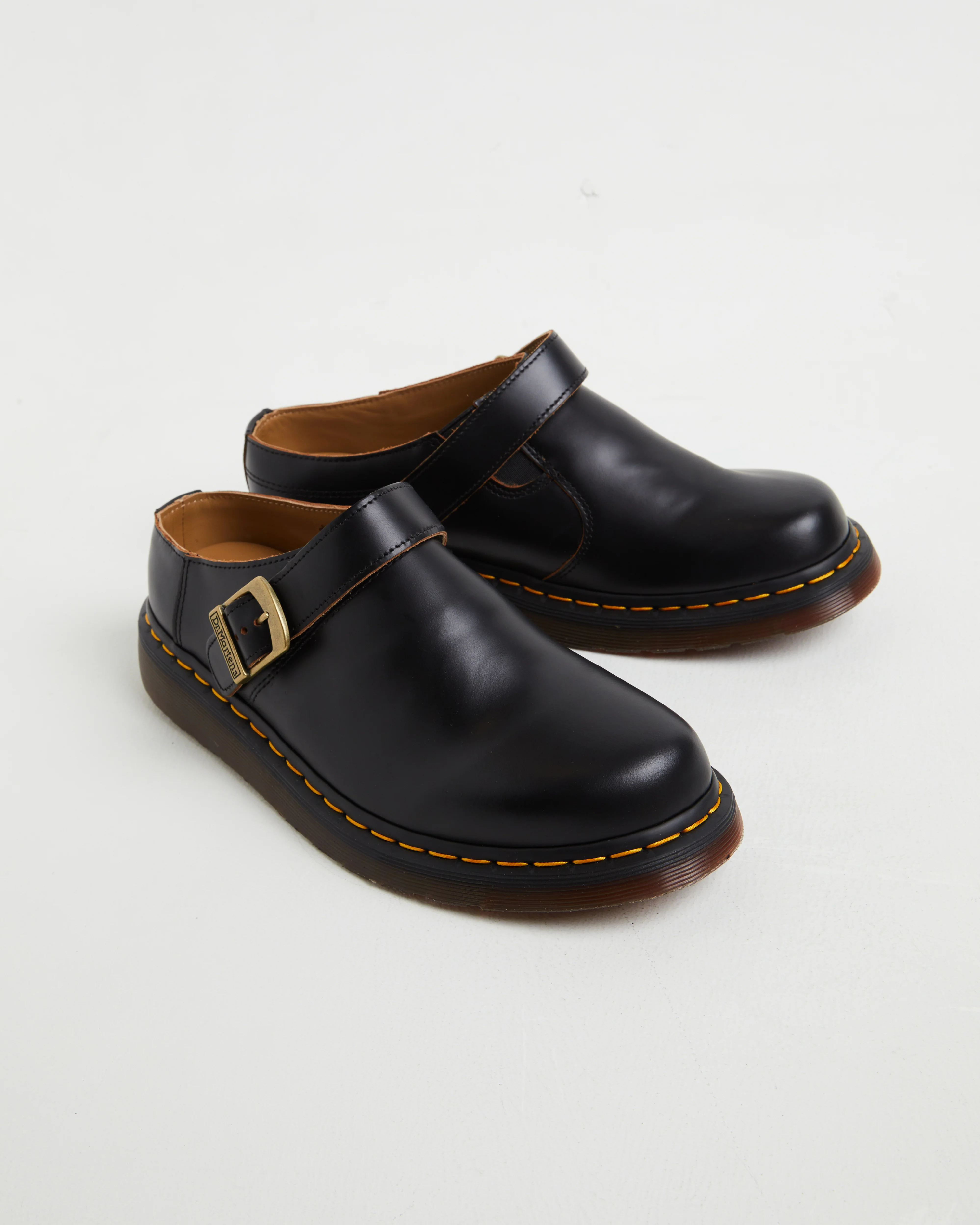 Isham Buckle Mules in Vintage Smooth Black