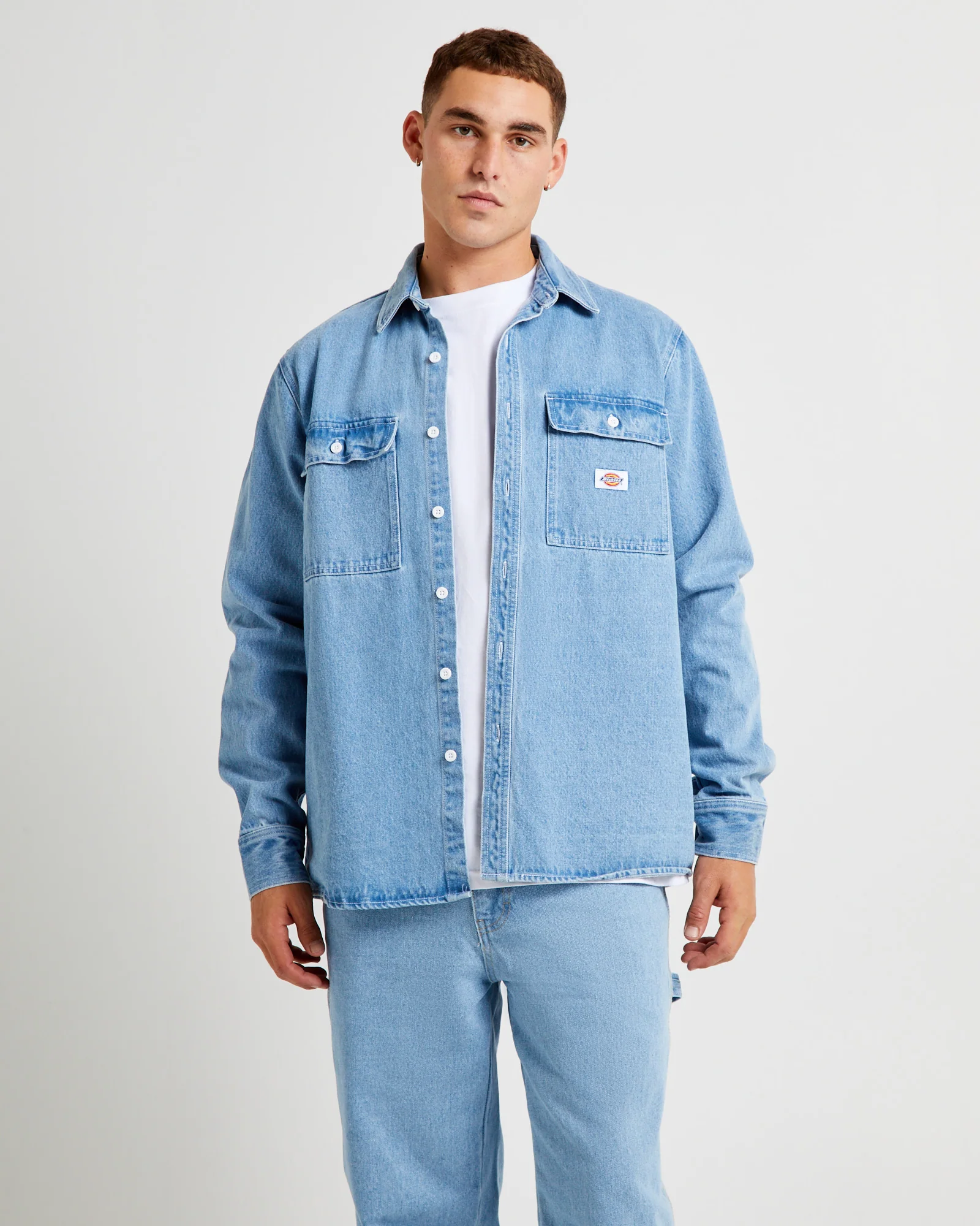 Jacinto Denim Long Sleeve Shirt Stone Wash Light Indigo
