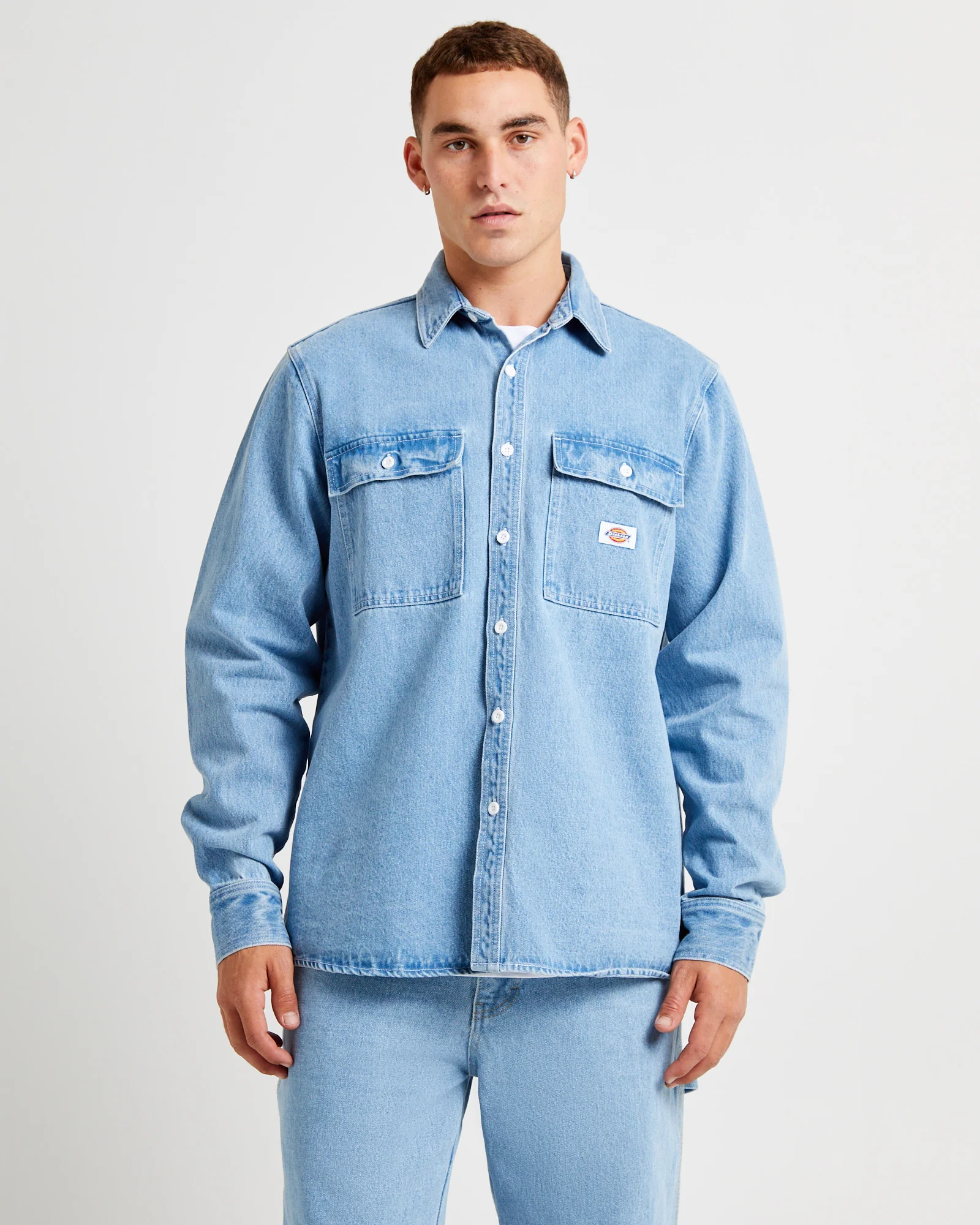 Jacinto Denim Long Sleeve Shirt Stone Wash Light Indigo - Image 4