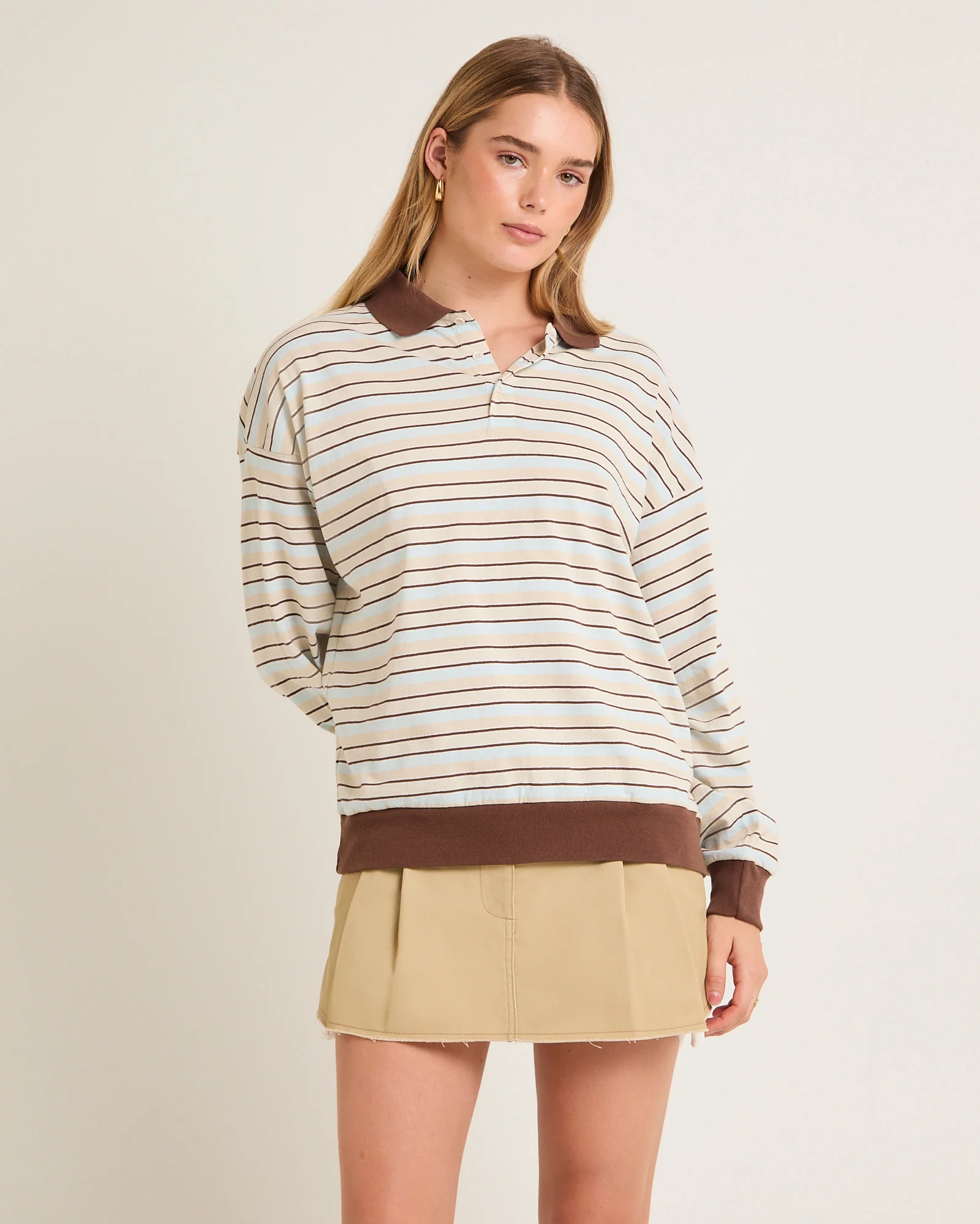 Jase Stripe Long Sleeve Polo Shirt - Image 4