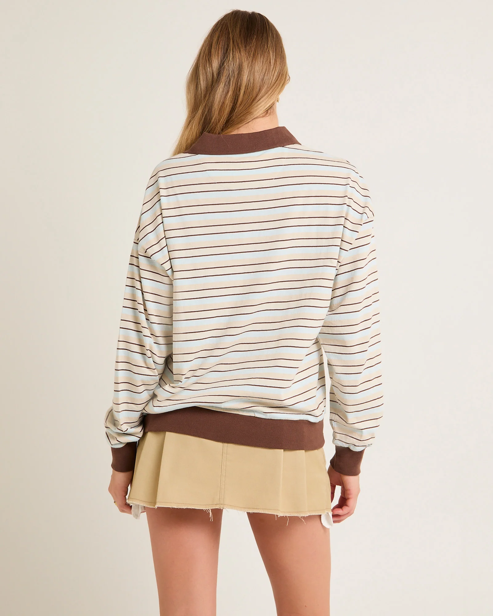 Jase Stripe Long Sleeve Polo Shirt - Image 5