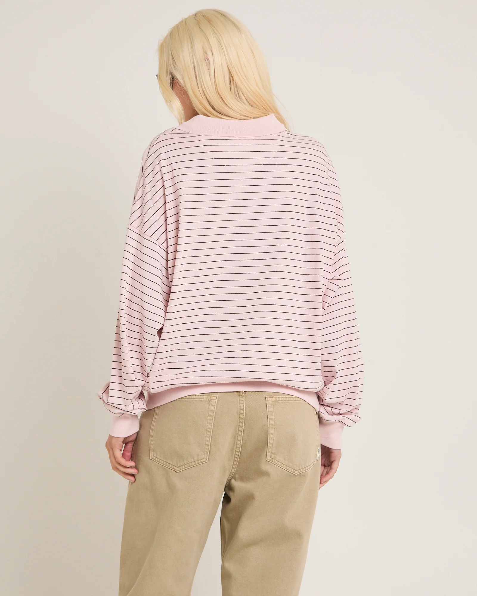 Jase Stripe Long Sleeve Polo Shirt - Image 3