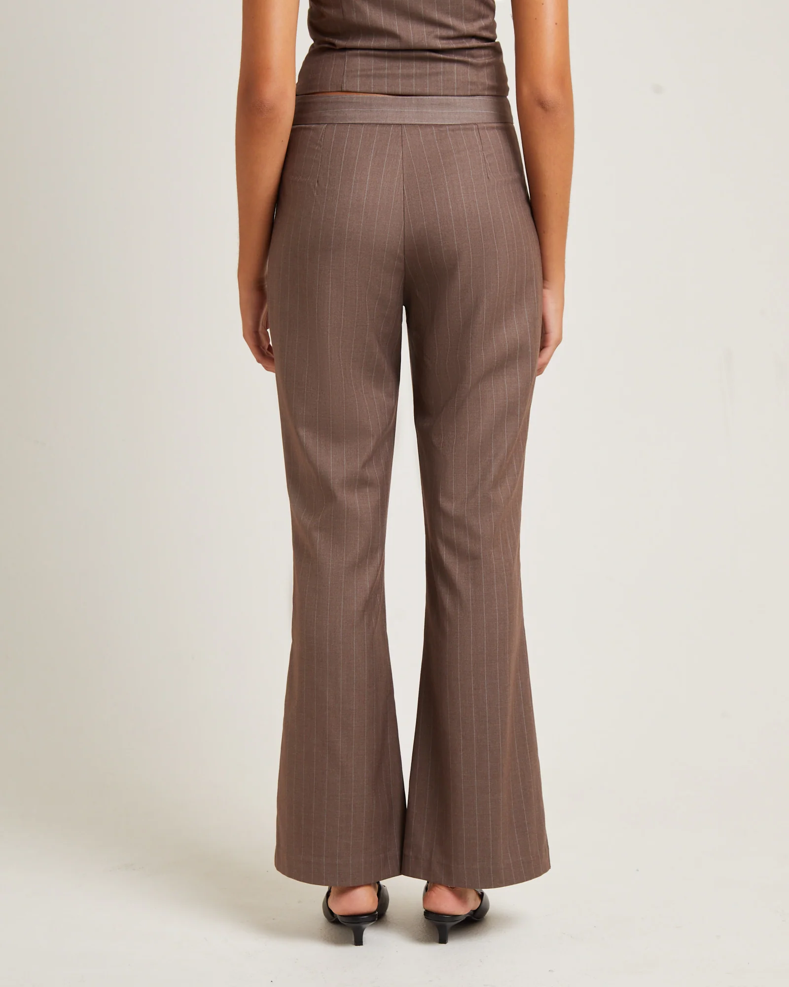 Jenna Pinstripe Straight Pants Chocolate - Image 2