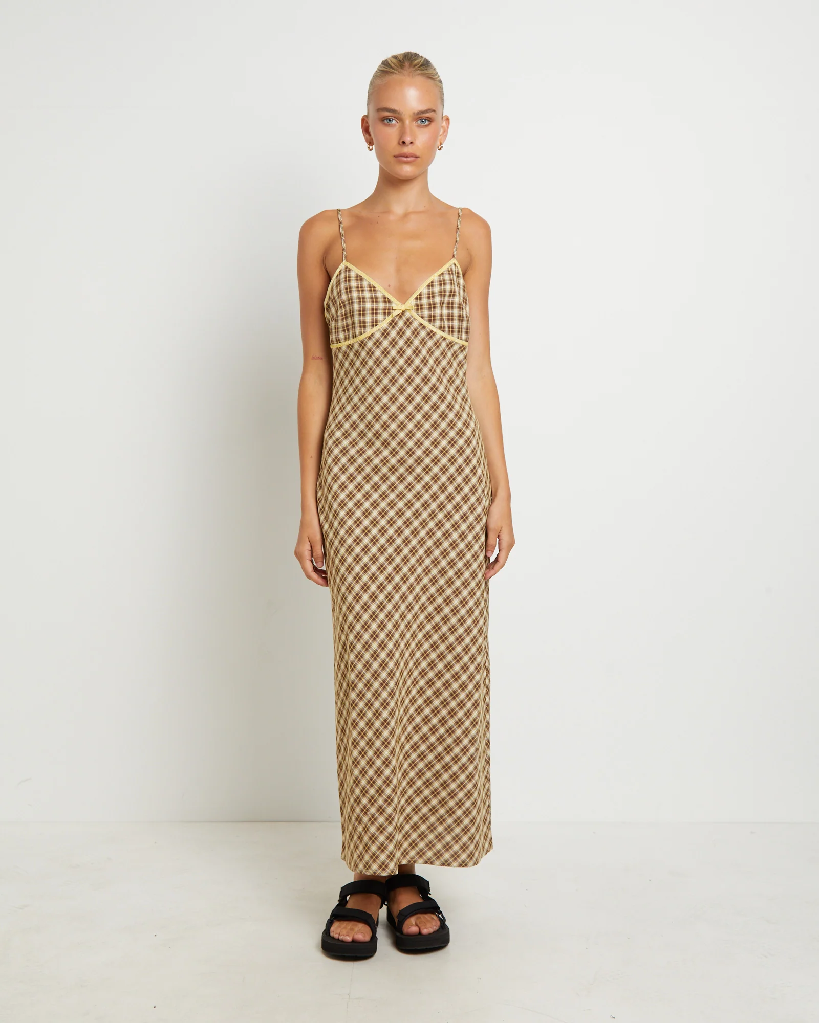 Jenny Plaid Bias Midi Dress in Assorted - Image 3
