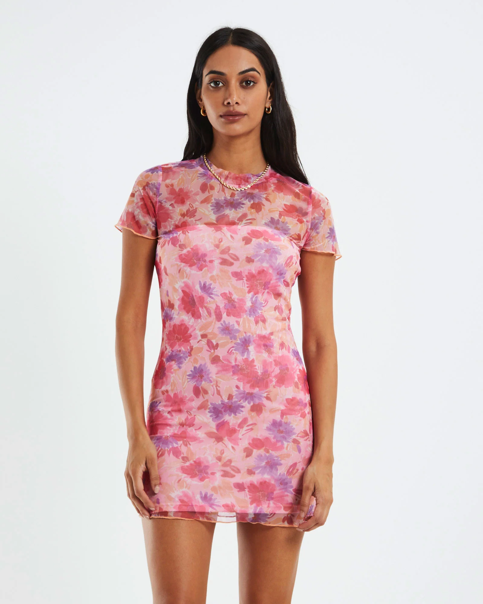 Jessica Watercolour Floral Tee Dress Pk - Image 2