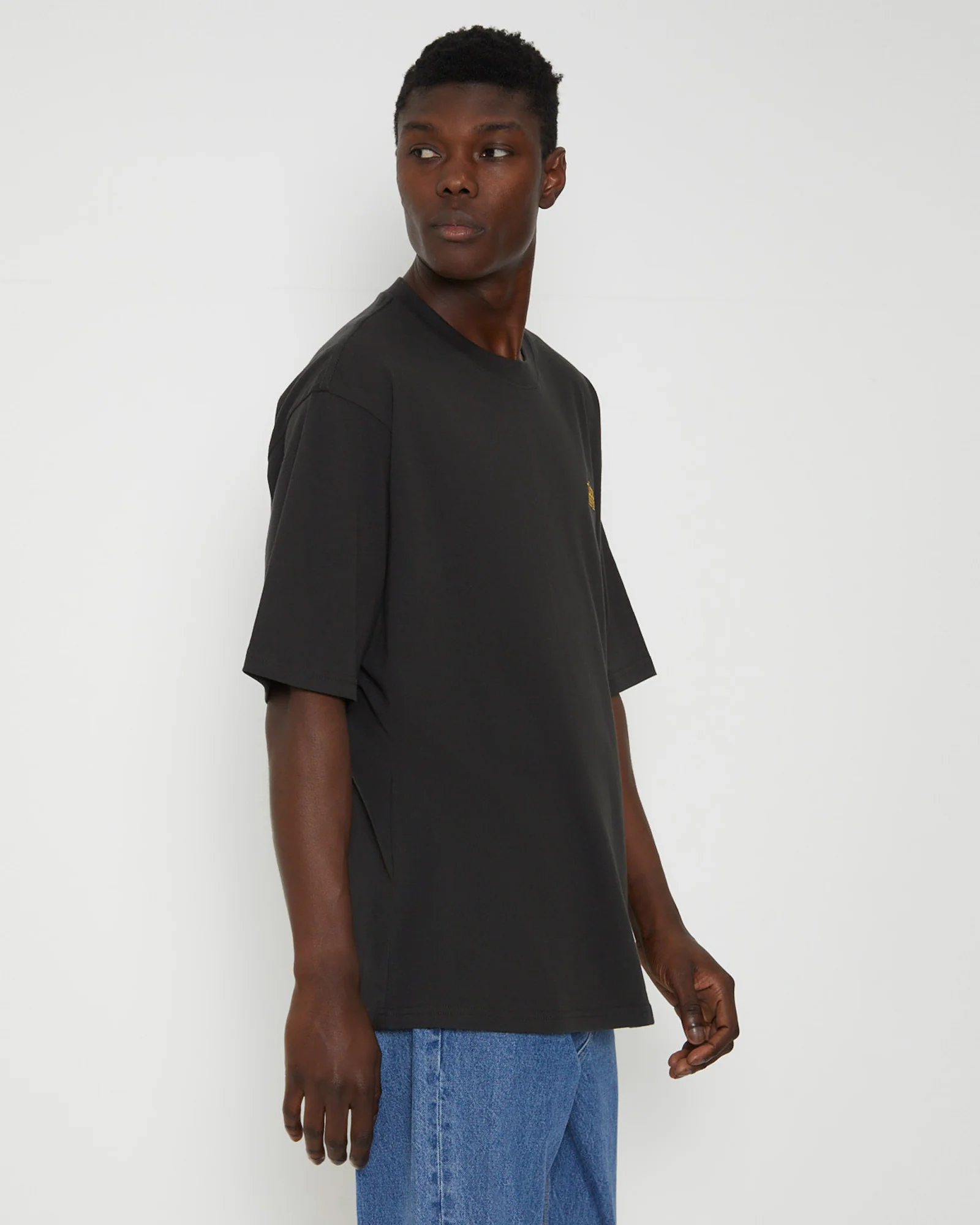 Kansas Baggy Short Sleeve T-Shirt in Worn Black - Image 4