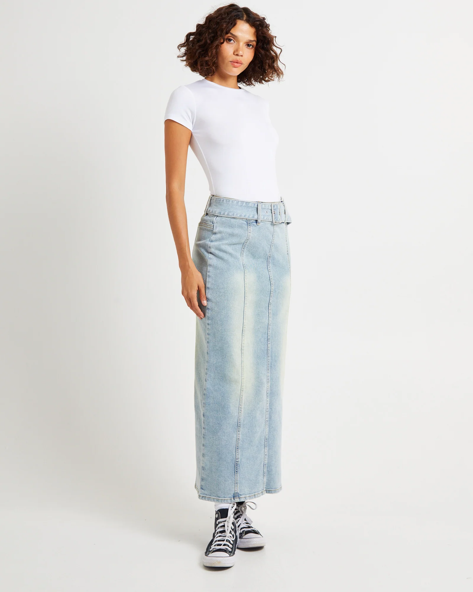 Kaya Low Belted Denim Maxi Skirt - Image 3
