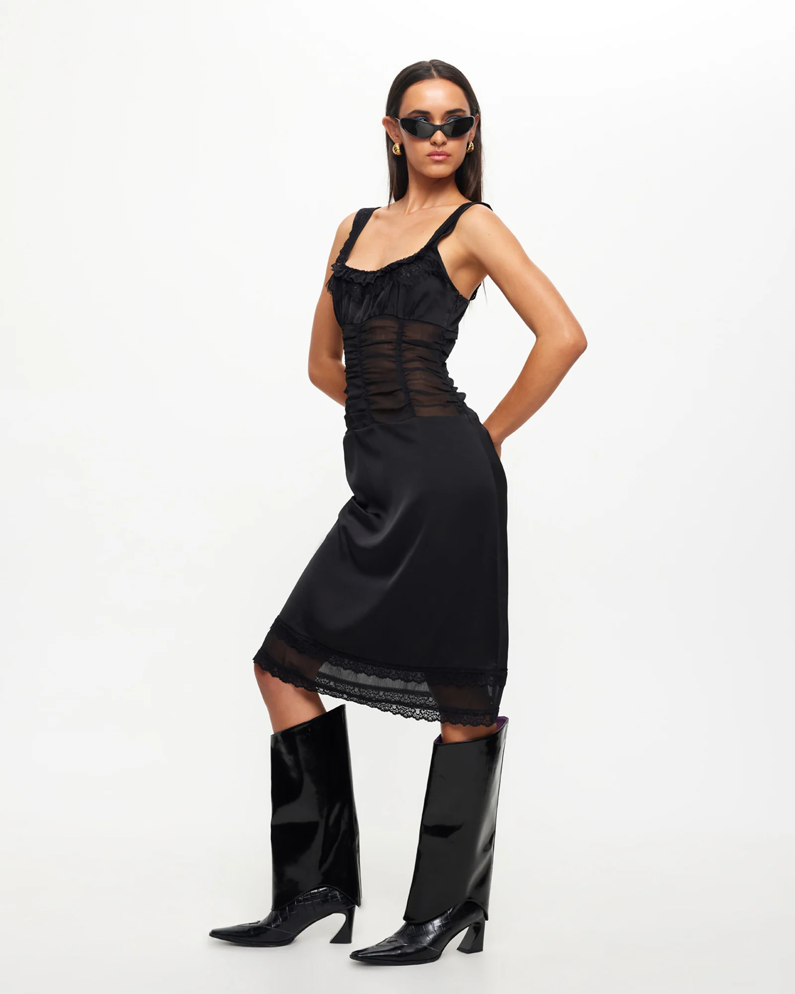 Kendall Midi Dress in Onyx Black - Image 5