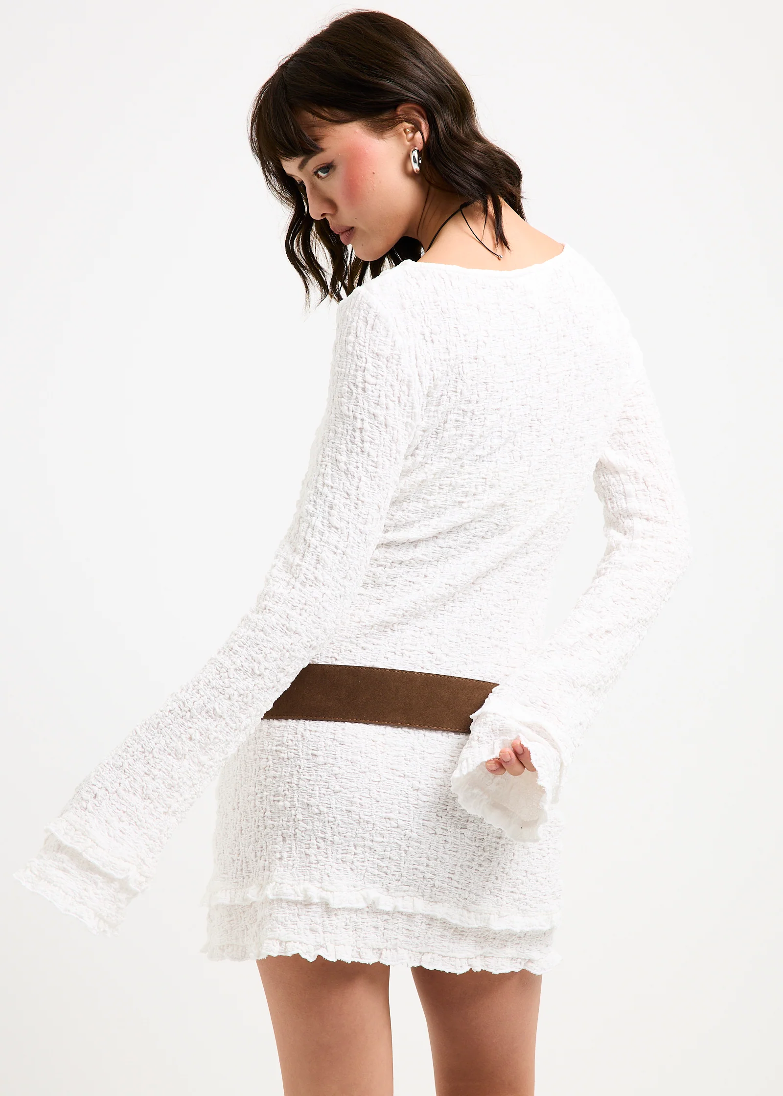 Kerala Frilled Knit Long Safe Mini Dress - Image 3