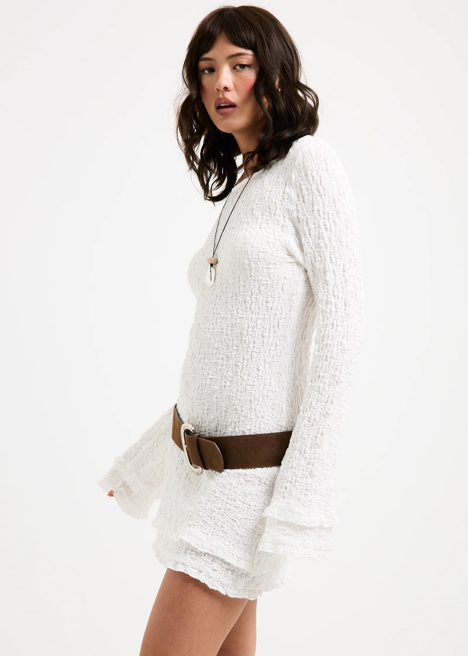Kerala Frilled Knit Long Safe Mini Dress - Image 5
