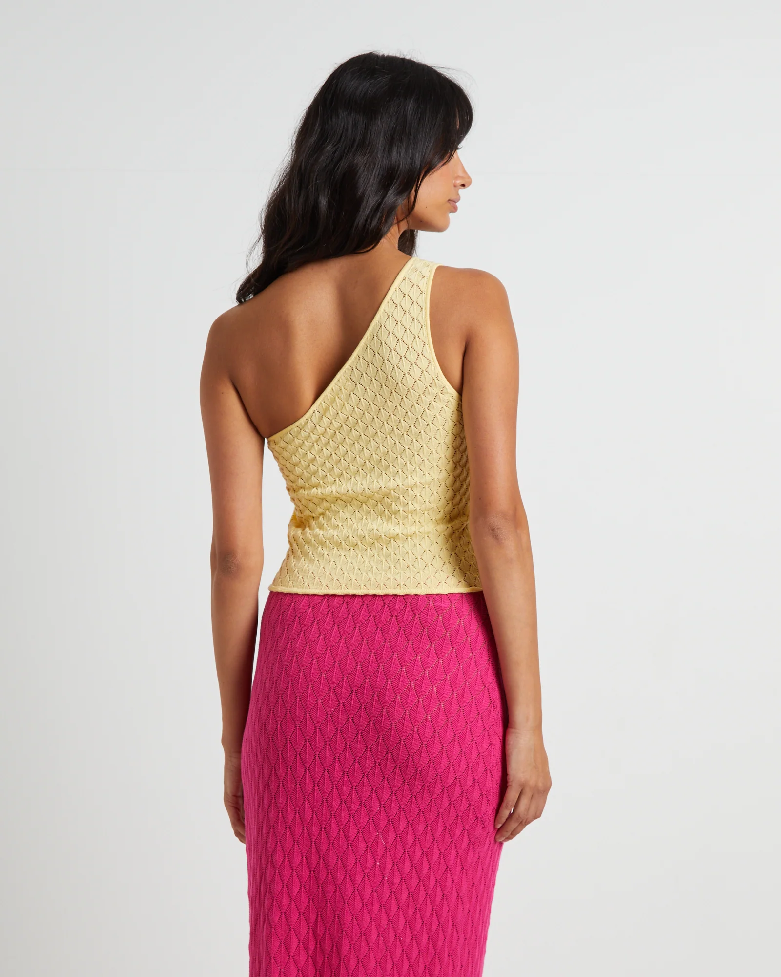 Kerby Crochet One Shoulder Top in Lemon - Image 2