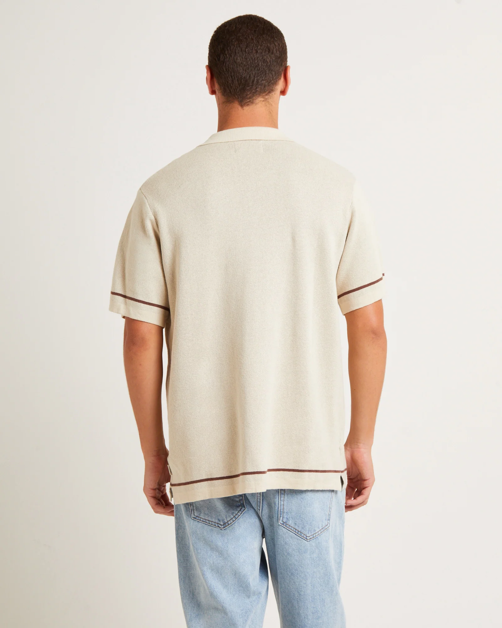 Knit Bowling Short Sleeve Shirt in Natural - Image 2