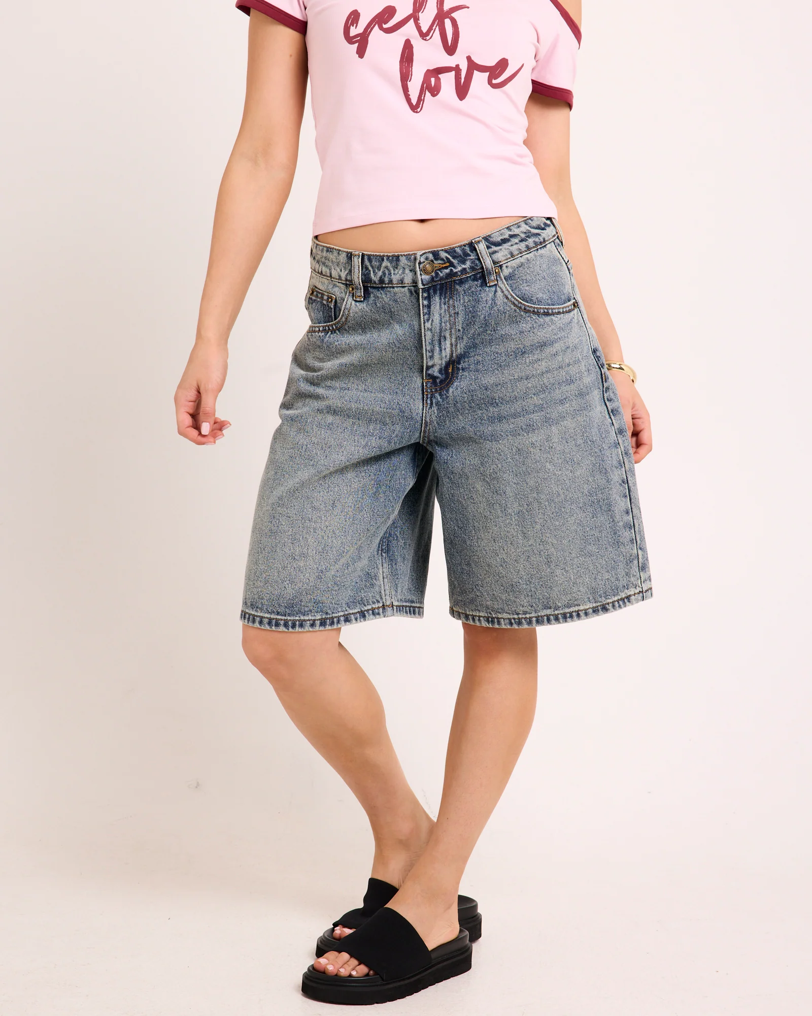 Kourtney Longline Denim Jorts - Image 3