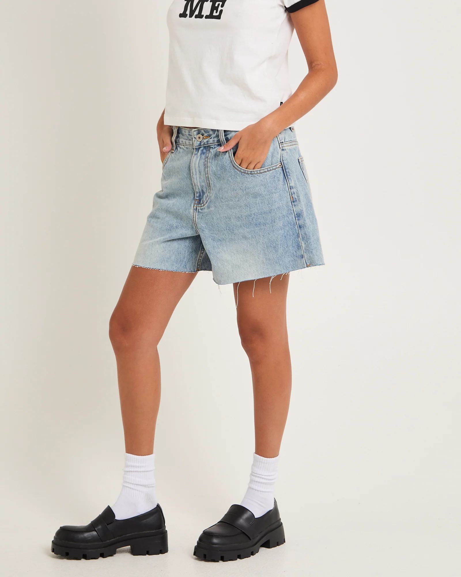 Kourtney Raw Chop Denim Shorts - Image 4