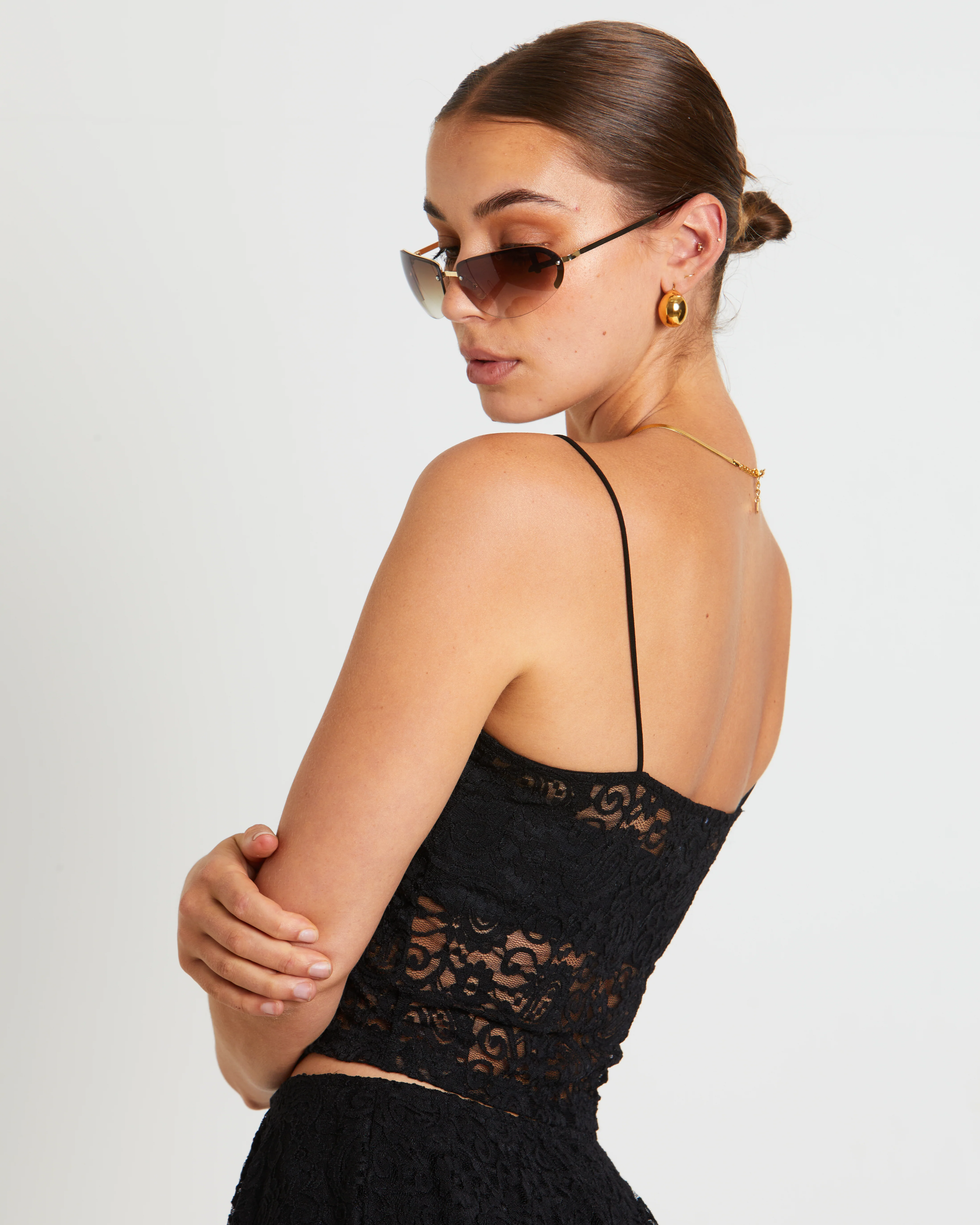 Lace Tank Top in Black - Image 6