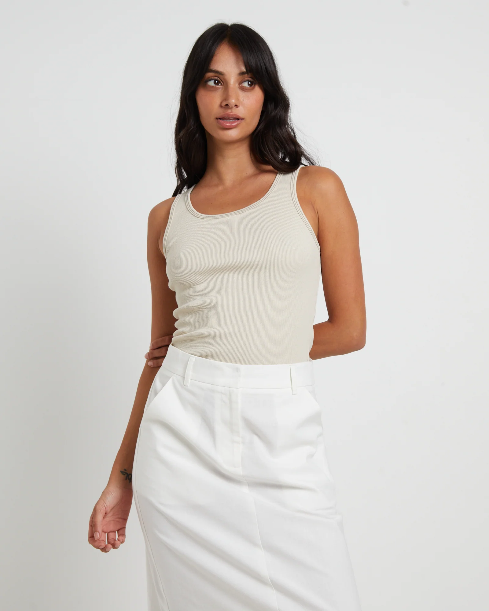 Lagoon Muscle Tank Top in Stone - Image 5