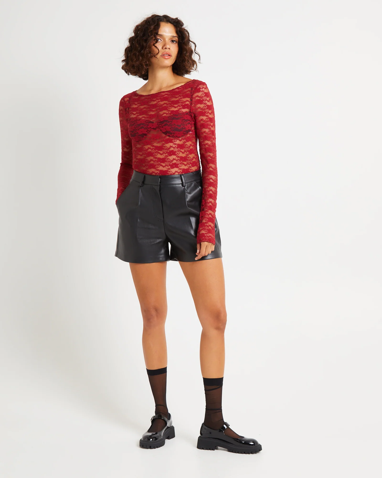 Leah Sheer Long Sleeve Lace Top - Image 3
