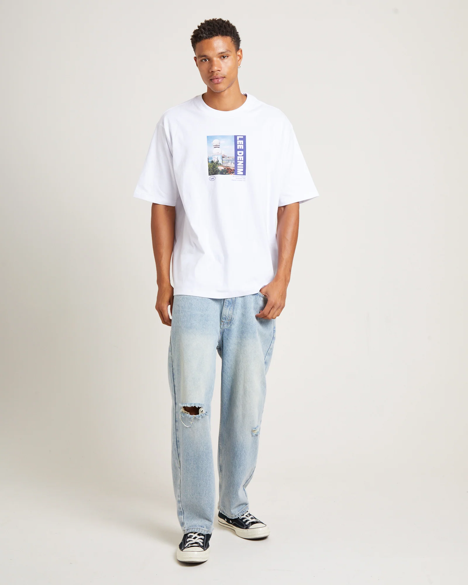 Lee Homme Baggy T-Shirt in Vintage White - Image 3