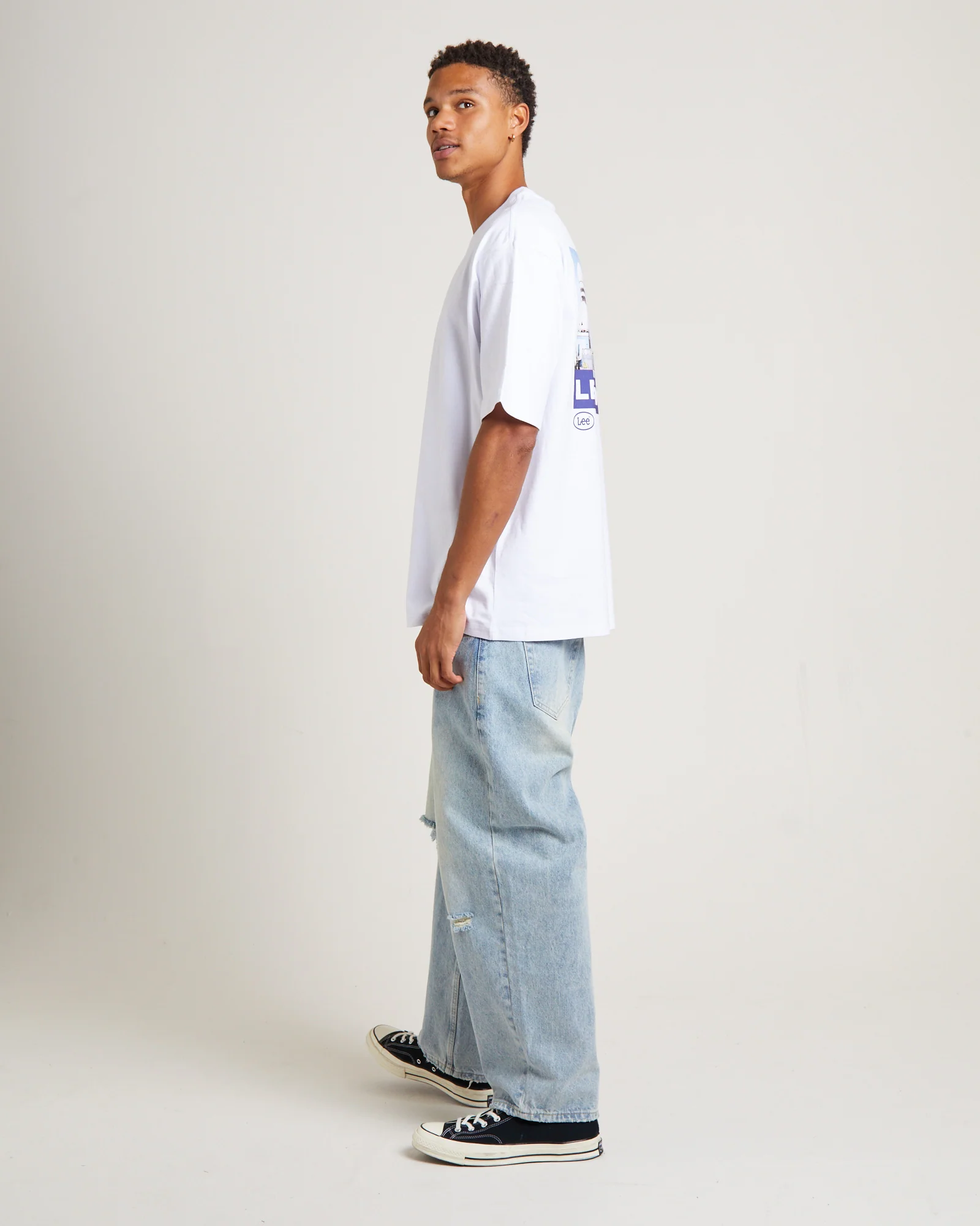 Lee Homme Baggy T-Shirt in Vintage White - Image 4